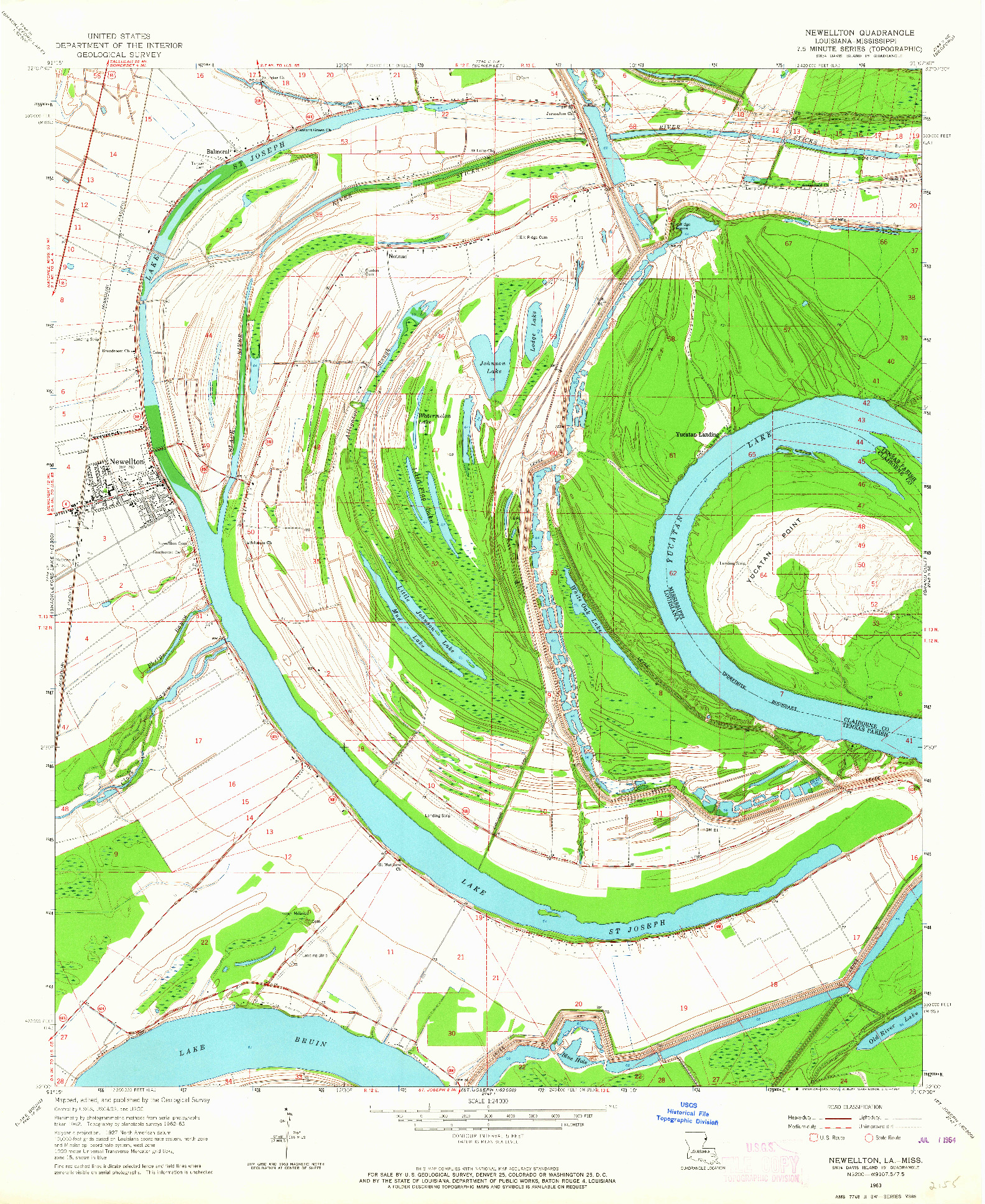 USGS 1:24000-SCALE QUADRANGLE FOR NEWELLTON, LA 1963