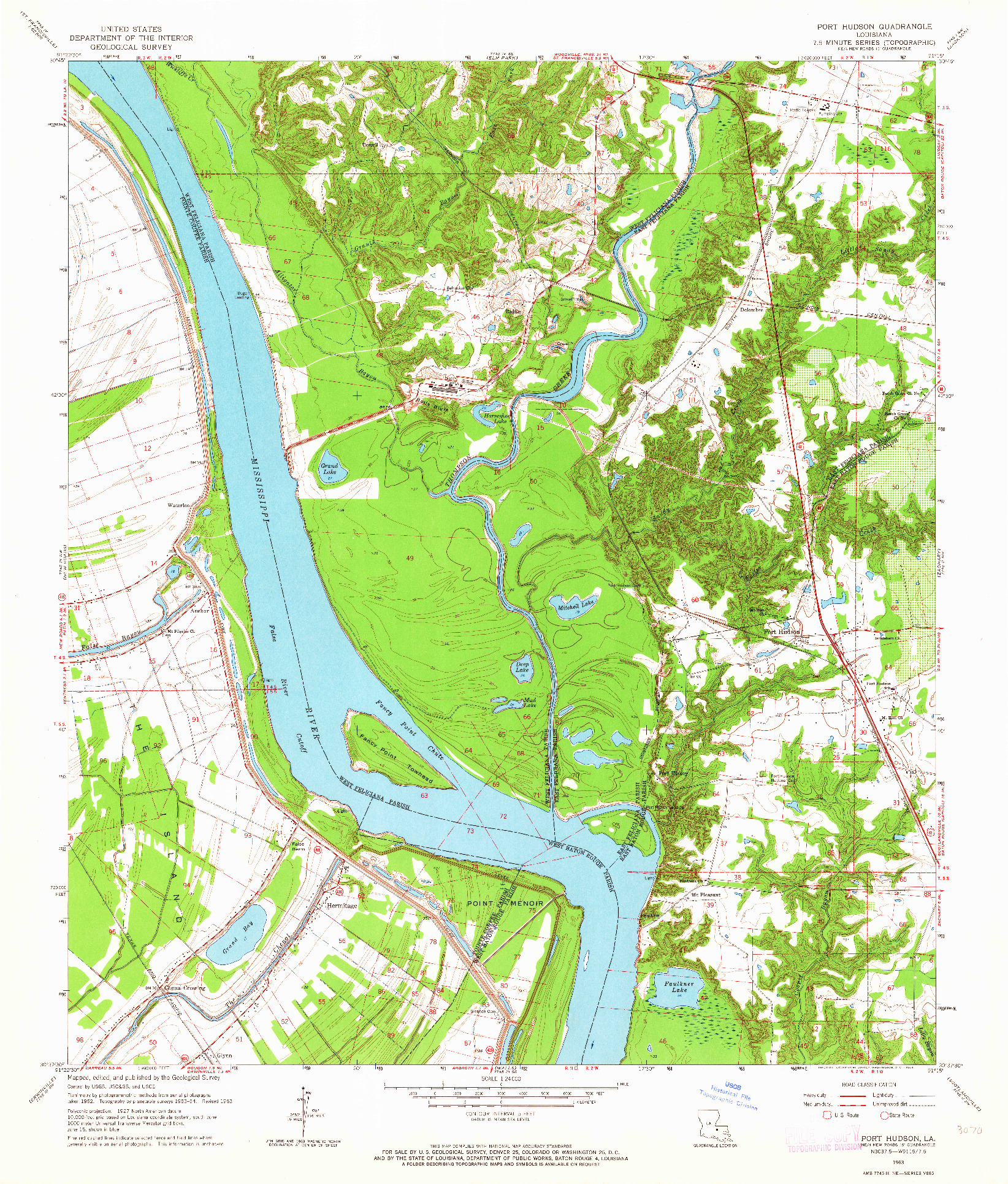 USGS 1:24000-SCALE QUADRANGLE FOR PORT HUDSON, LA 1963