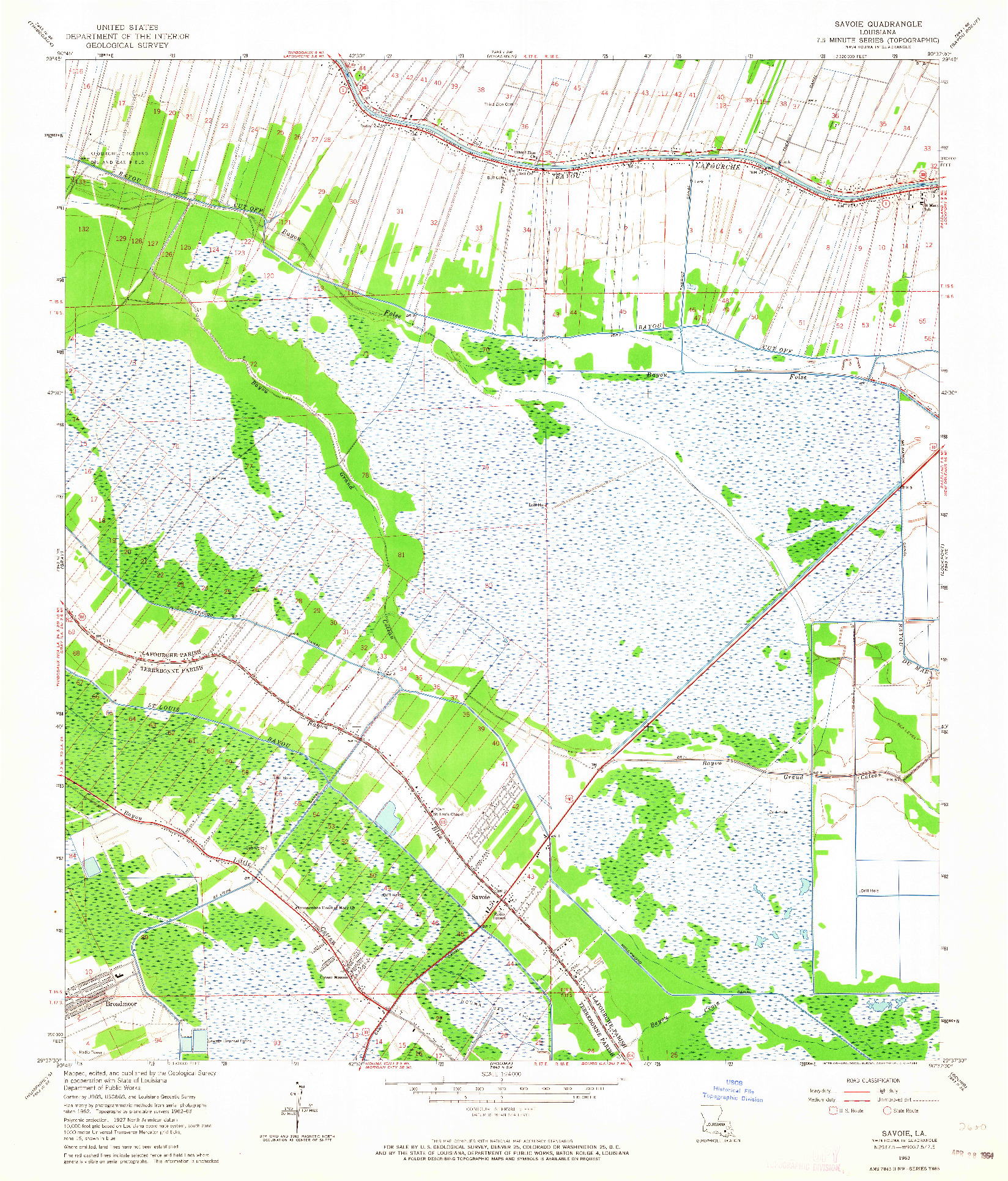 USGS 1:24000-SCALE QUADRANGLE FOR SAVOIE, LA 1963