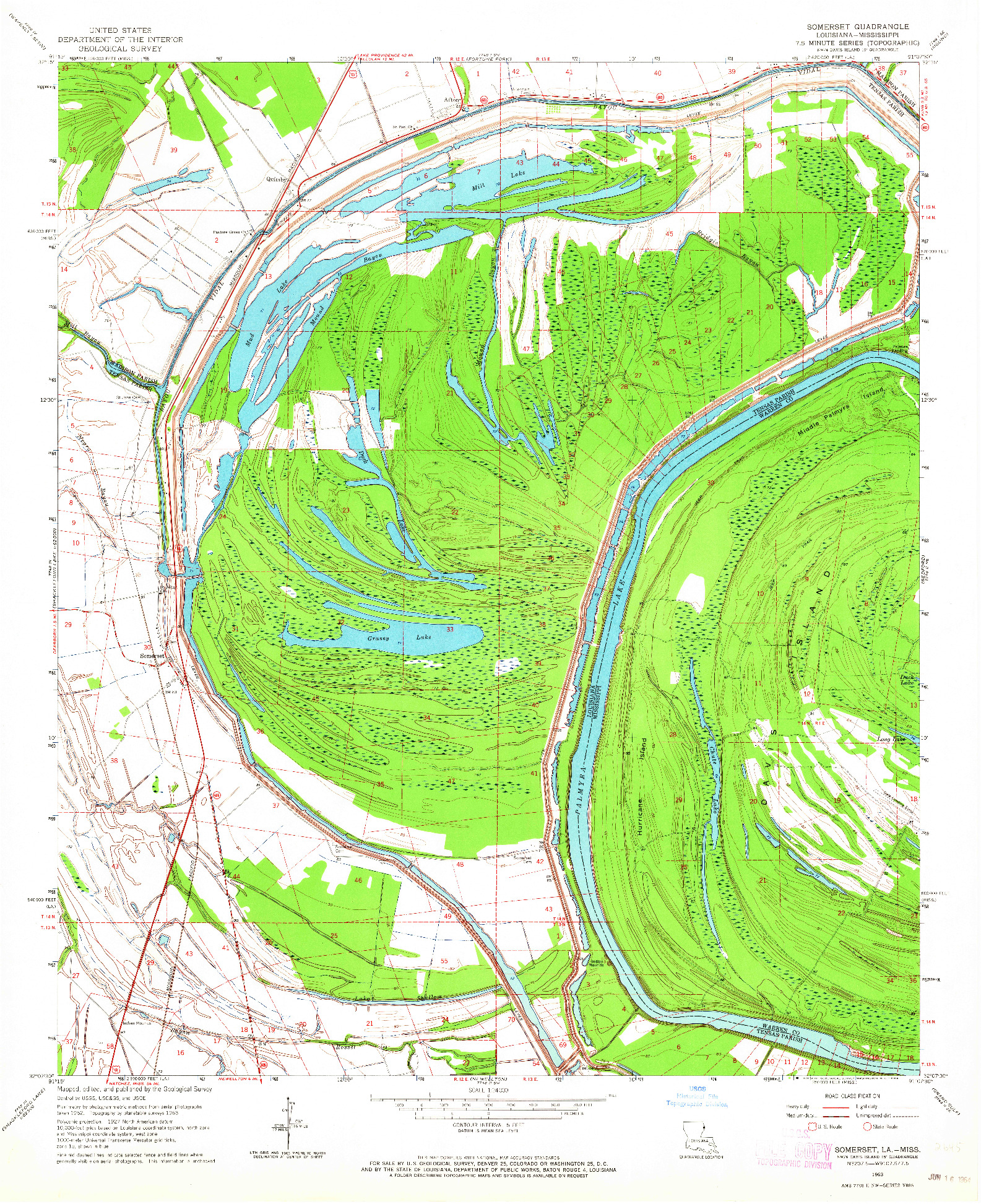 USGS 1:24000-SCALE QUADRANGLE FOR SOMERSET, LA 1963