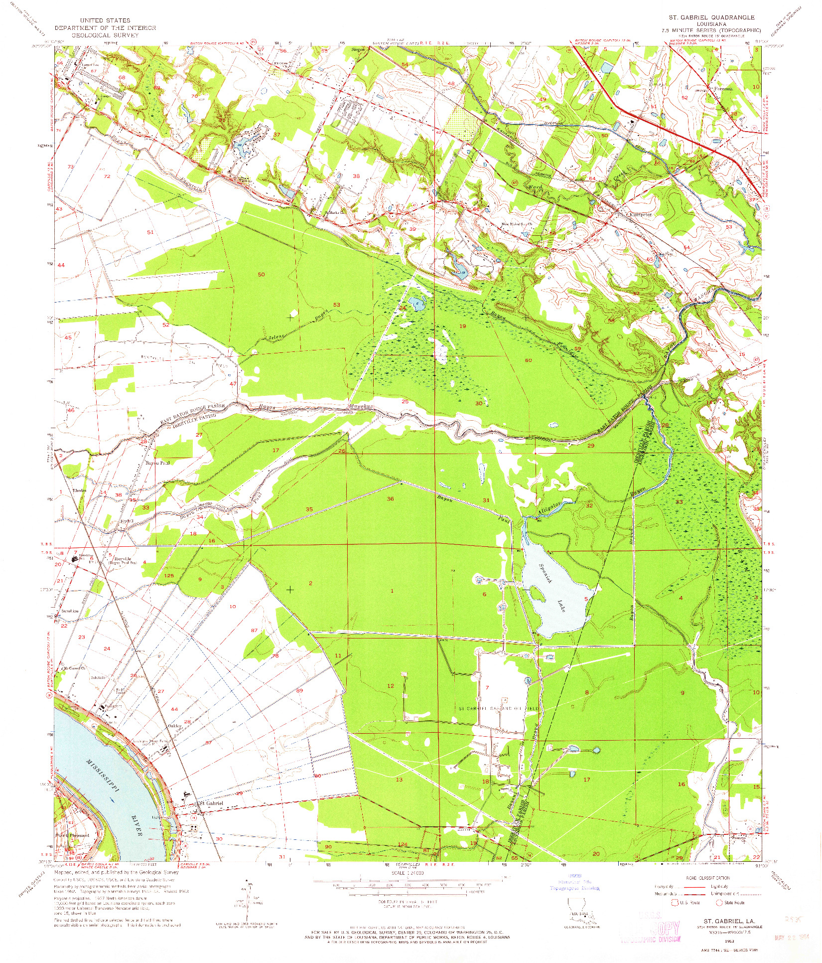 USGS 1:24000-SCALE QUADRANGLE FOR ST. GABRIEL, LA 1963