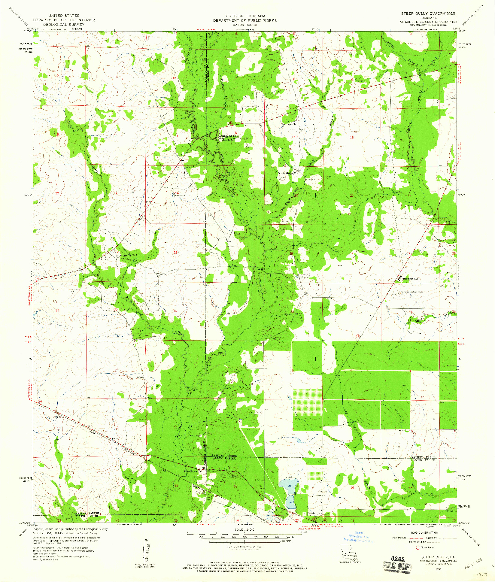 USGS 1:24000-SCALE QUADRANGLE FOR STEEP GULLY, LA 1959