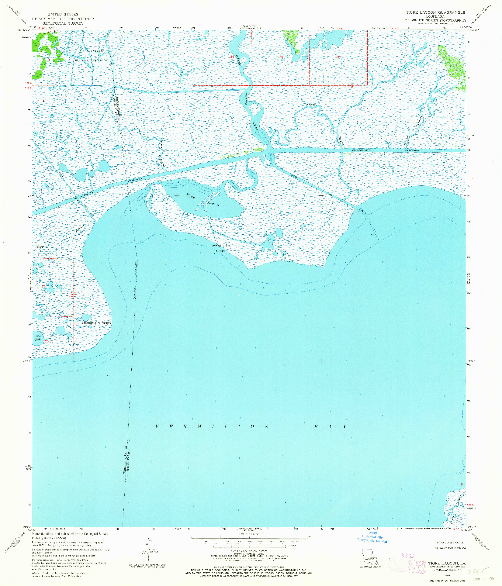 USGS 1:24000-SCALE QUADRANGLE FOR TIGRE LAGOON, LA 1963