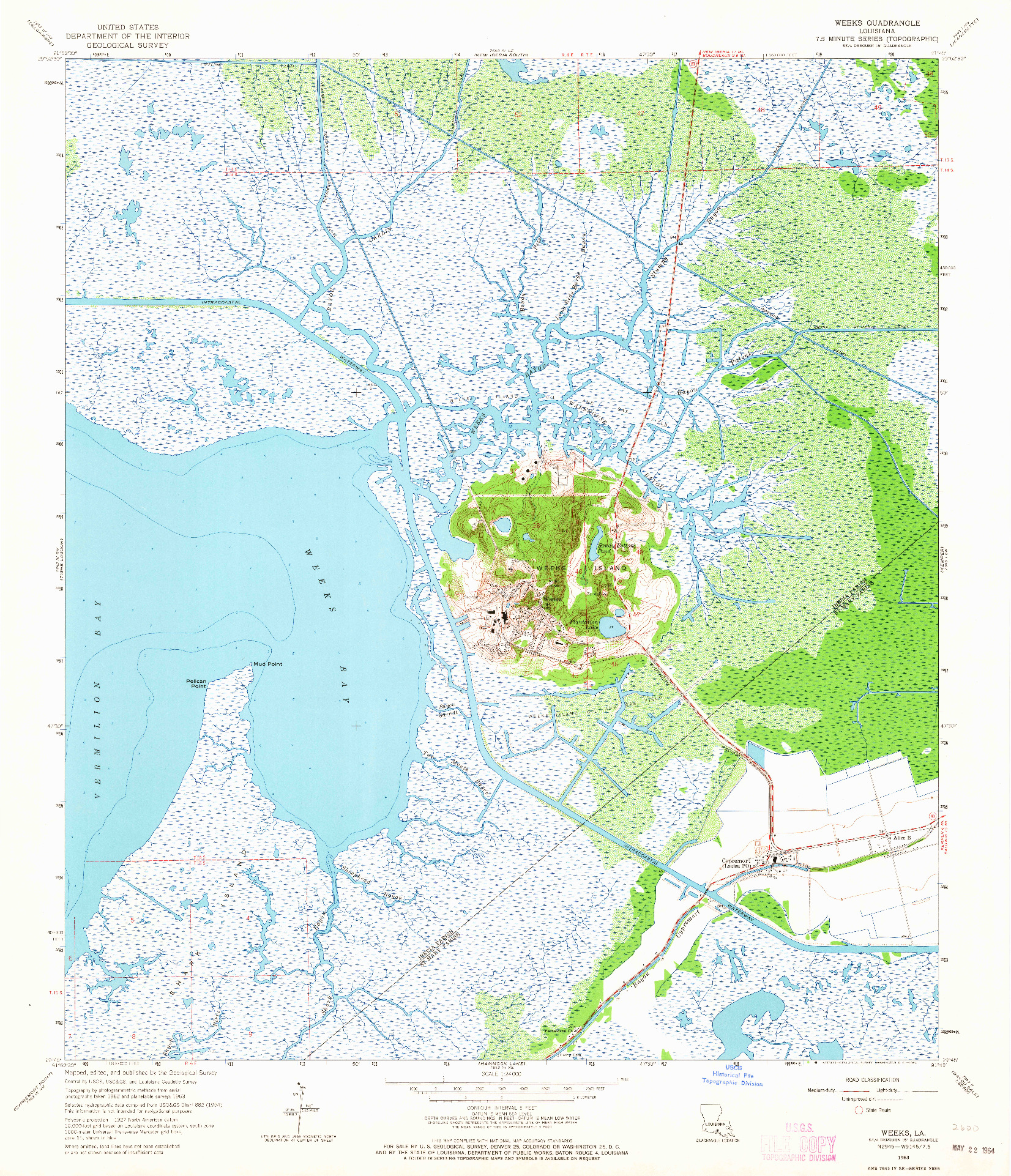 USGS 1:24000-SCALE QUADRANGLE FOR WEEKS, LA 1963