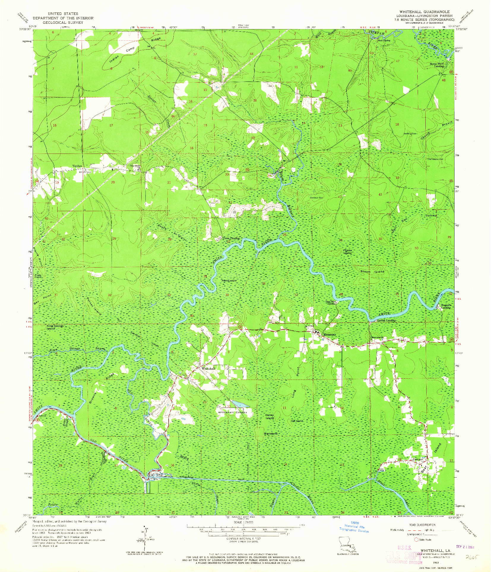 USGS 1:24000-SCALE QUADRANGLE FOR WHITEHALL, LA 1963