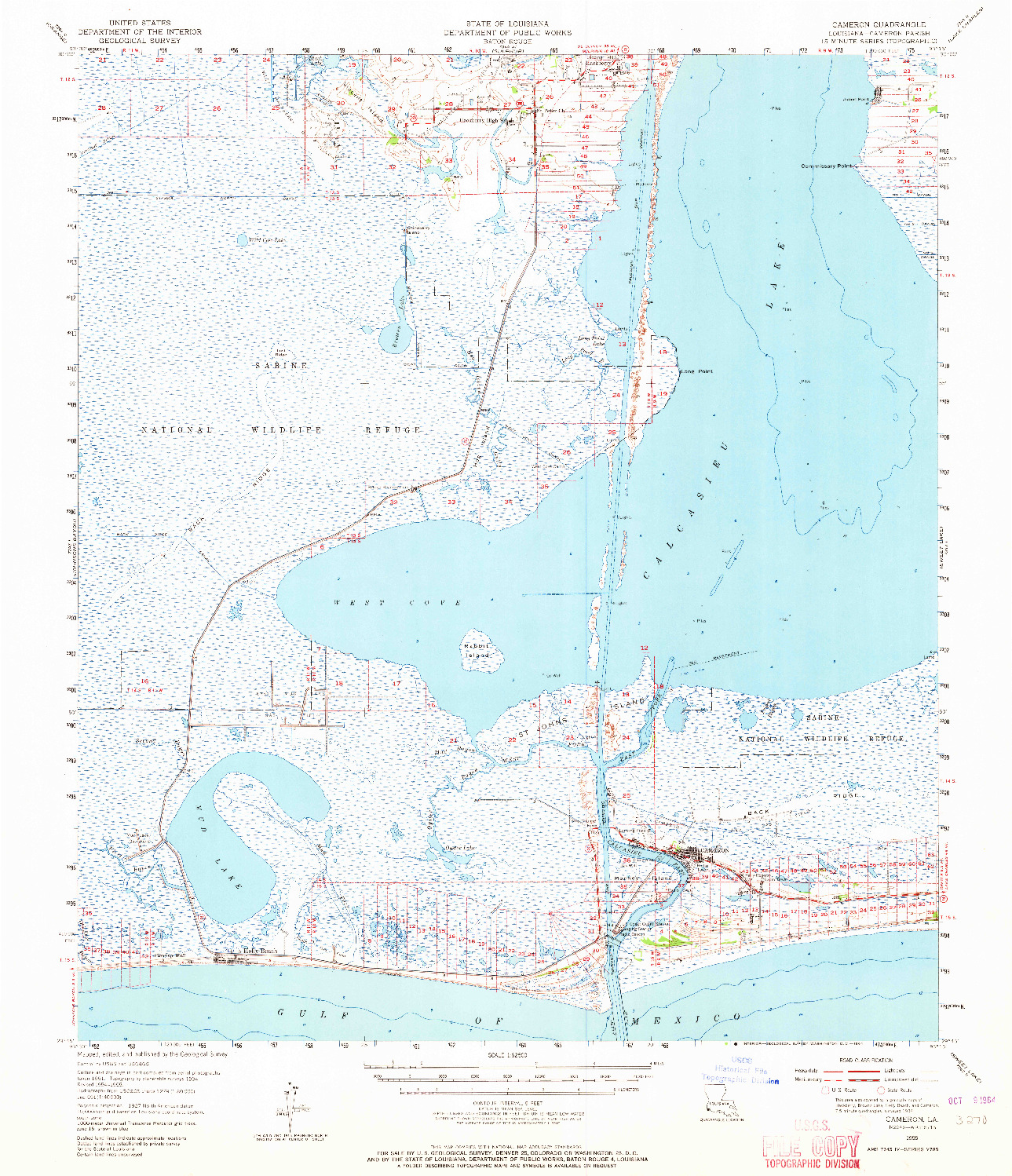 USGS 1:62500-SCALE QUADRANGLE FOR CAMERON, LA 1955