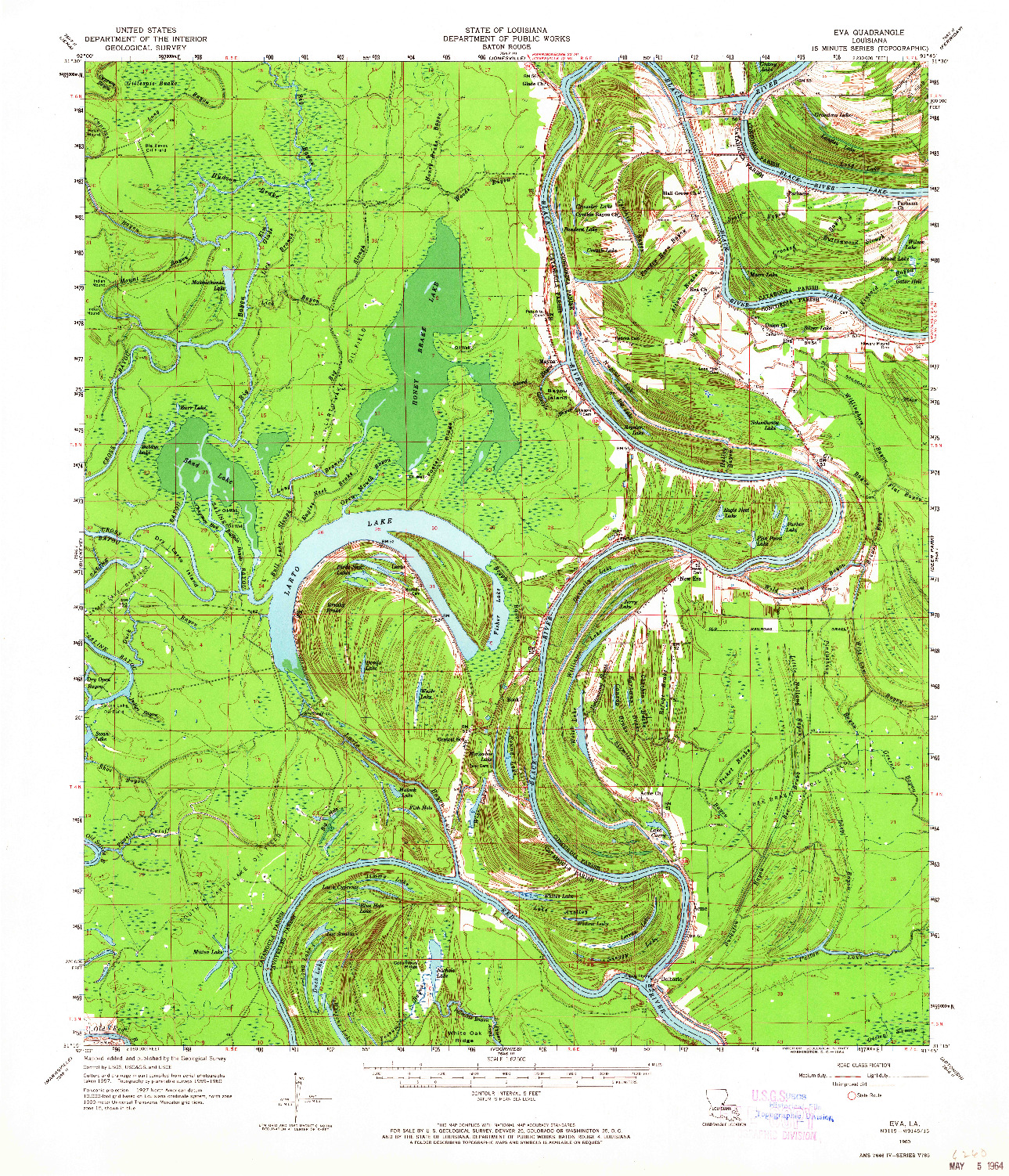 USGS 1:62500-SCALE QUADRANGLE FOR EVA, LA 1960