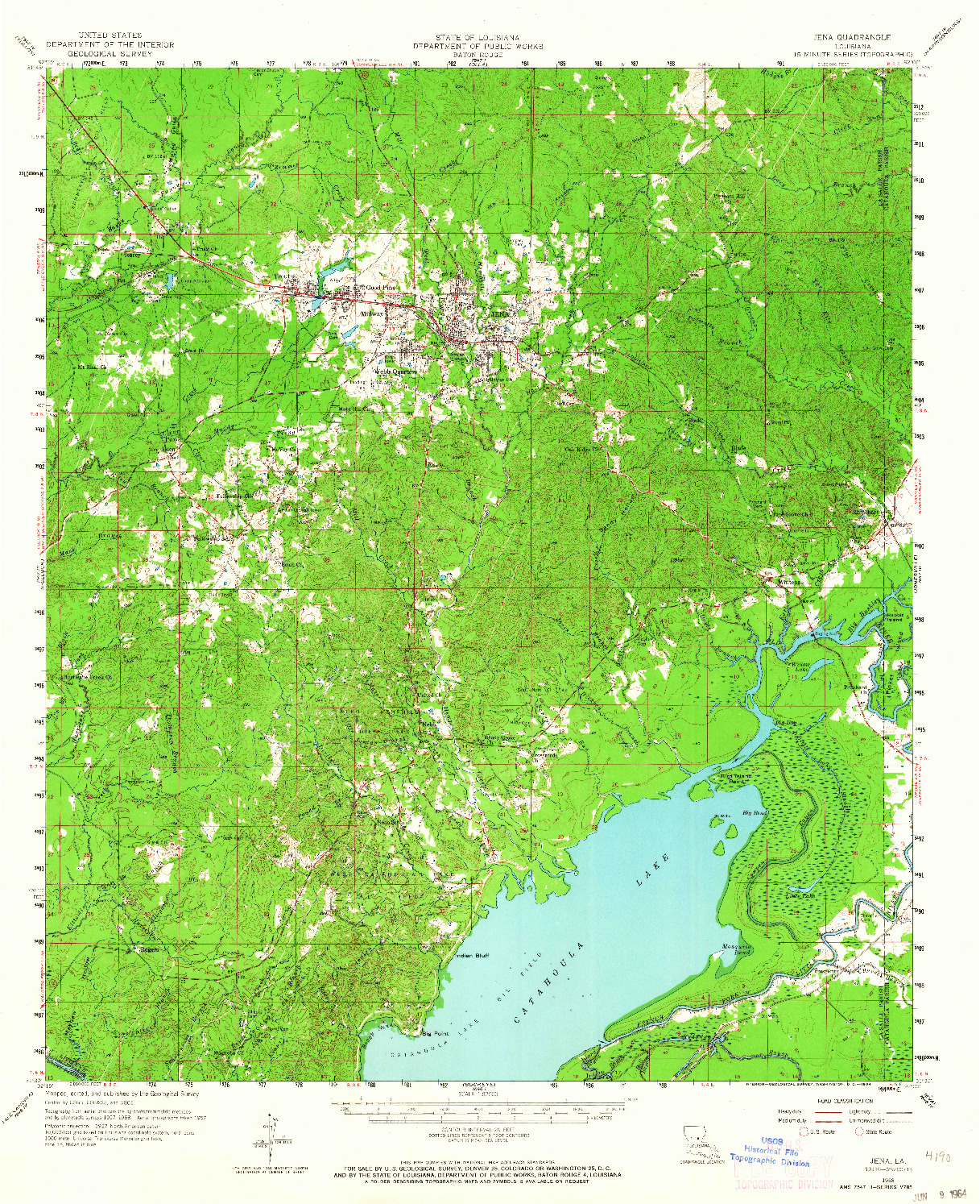 USGS 1:62500-SCALE QUADRANGLE FOR JENA, LA 1958