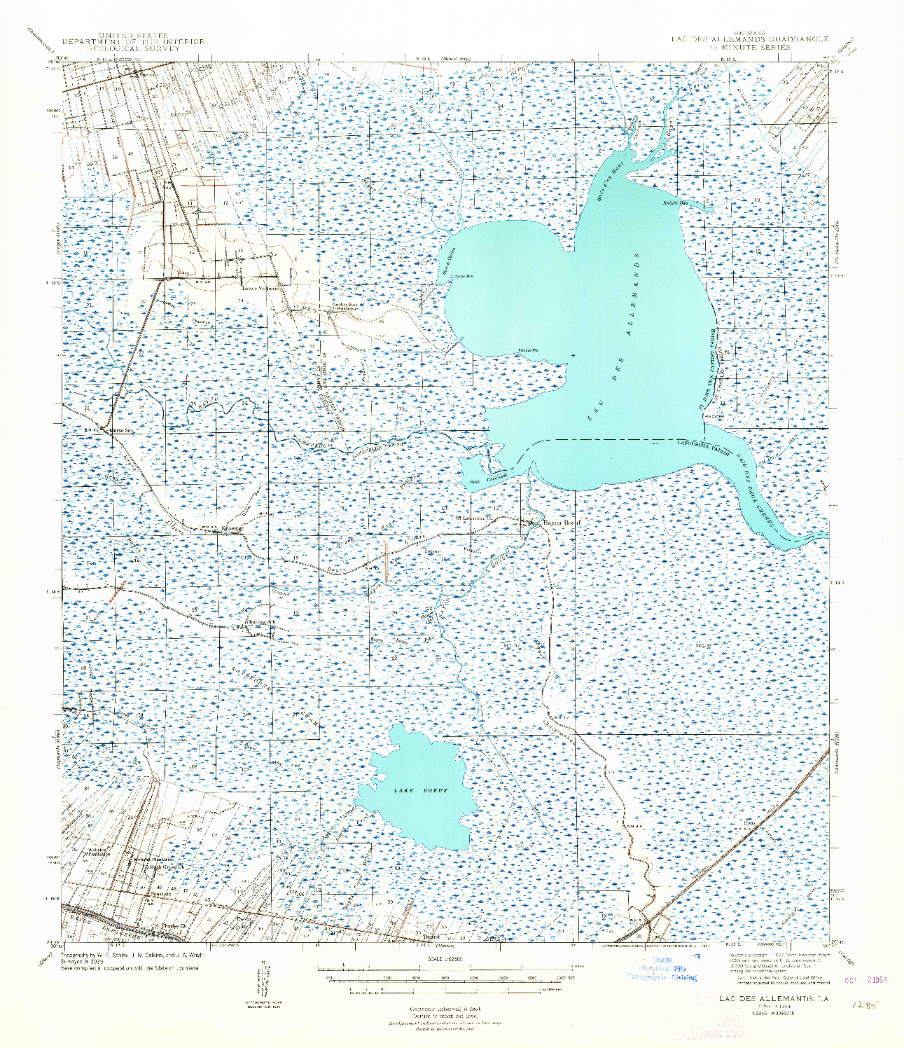 USGS 1:62500-SCALE QUADRANGLE FOR LAC DES ALLEMANDS, LA 1944