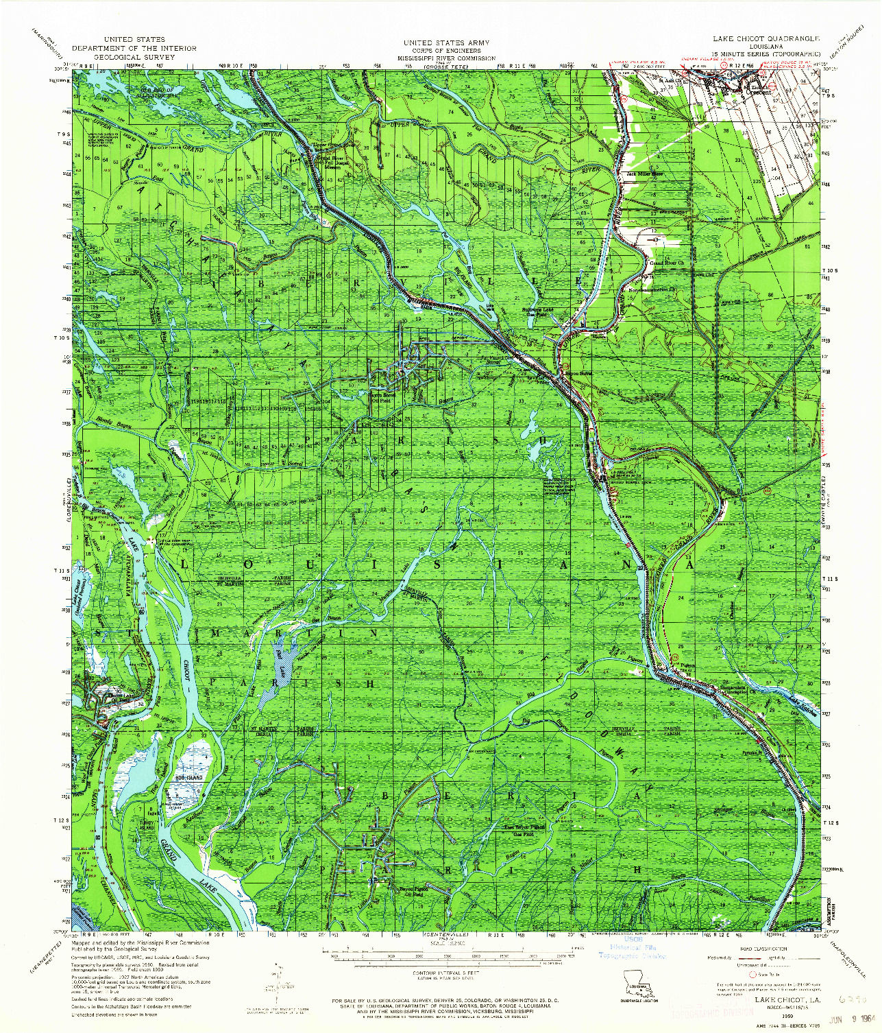USGS 1:62500-SCALE QUADRANGLE FOR LAKE CHICOT, LA 1959