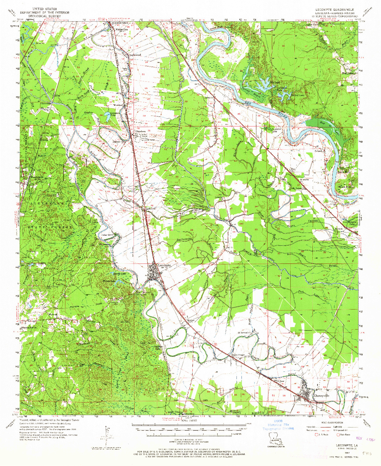 USGS 1:62500-SCALE QUADRANGLE FOR LECOMPTE, LA 1957