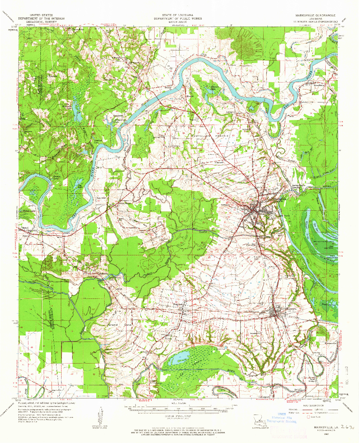 USGS 1:62500-SCALE QUADRANGLE FOR MARKSVILLE, LA 1962
