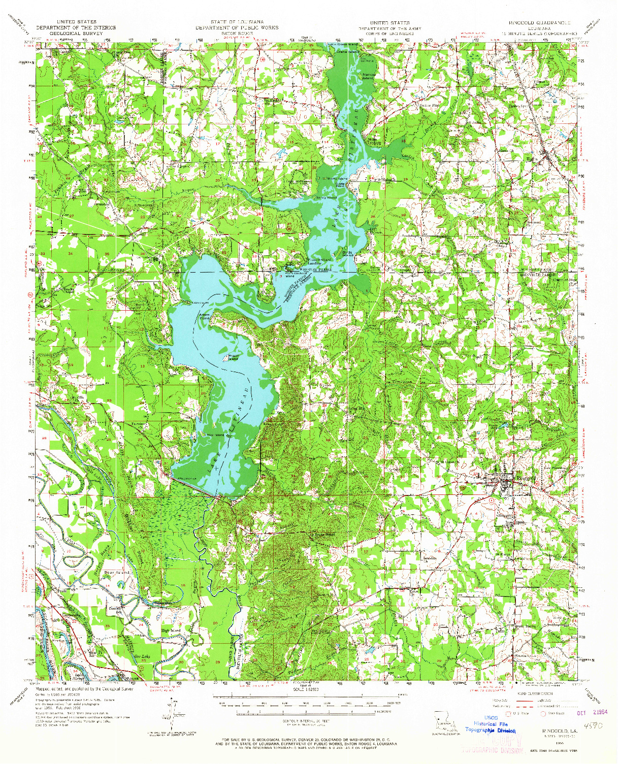 USGS 1:62500-SCALE QUADRANGLE FOR RINGGOLD, LA 1956