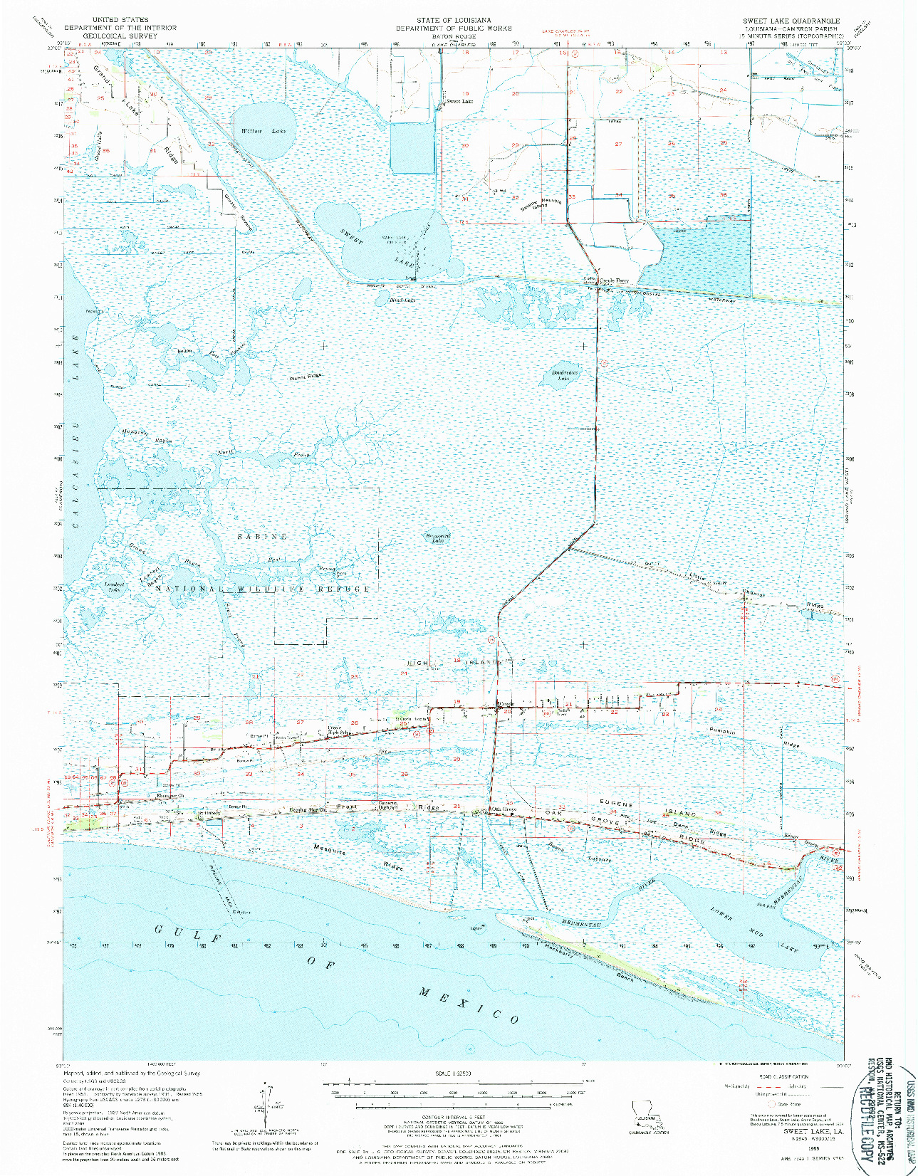 USGS 1:62500-SCALE QUADRANGLE FOR SWEET LAKE, LA 1955