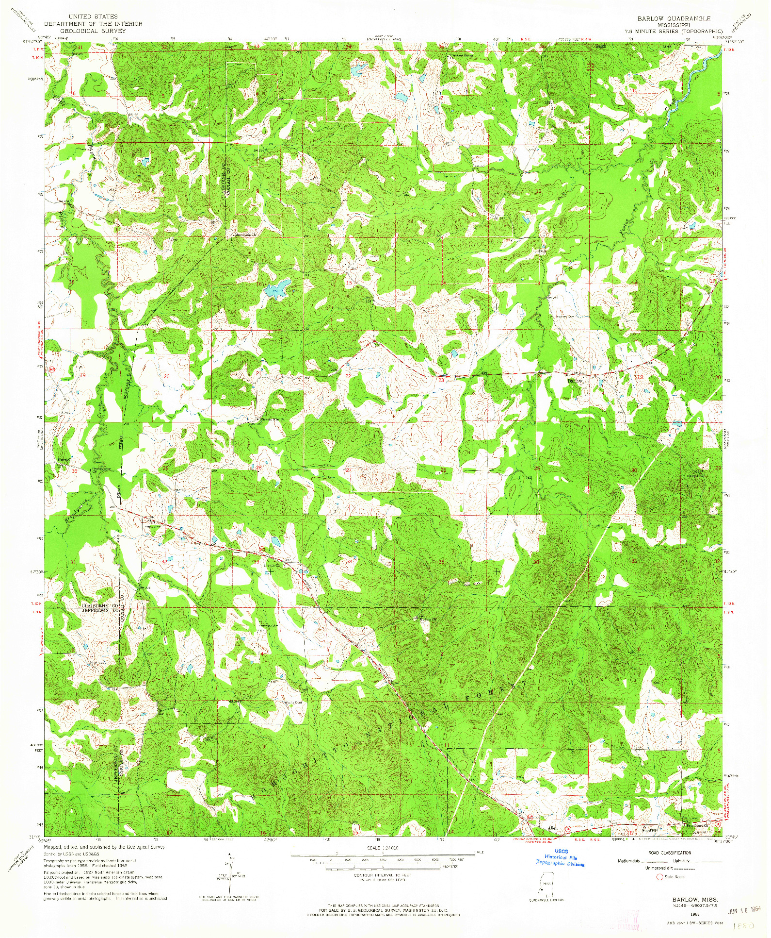 USGS 1:24000-SCALE QUADRANGLE FOR BARLOW, MS 1963