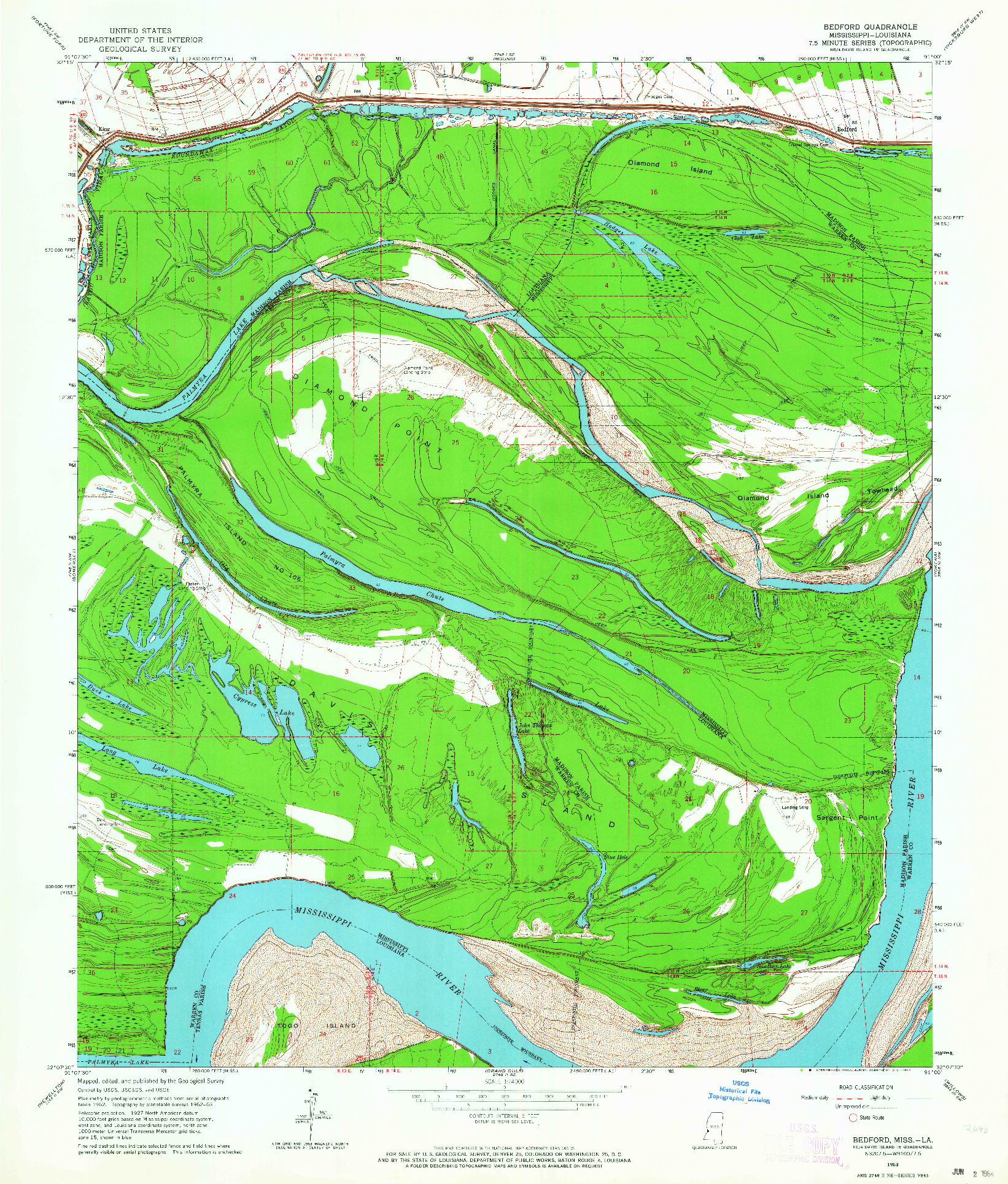 USGS 1:24000-SCALE QUADRANGLE FOR BEDFORD, MS 1963