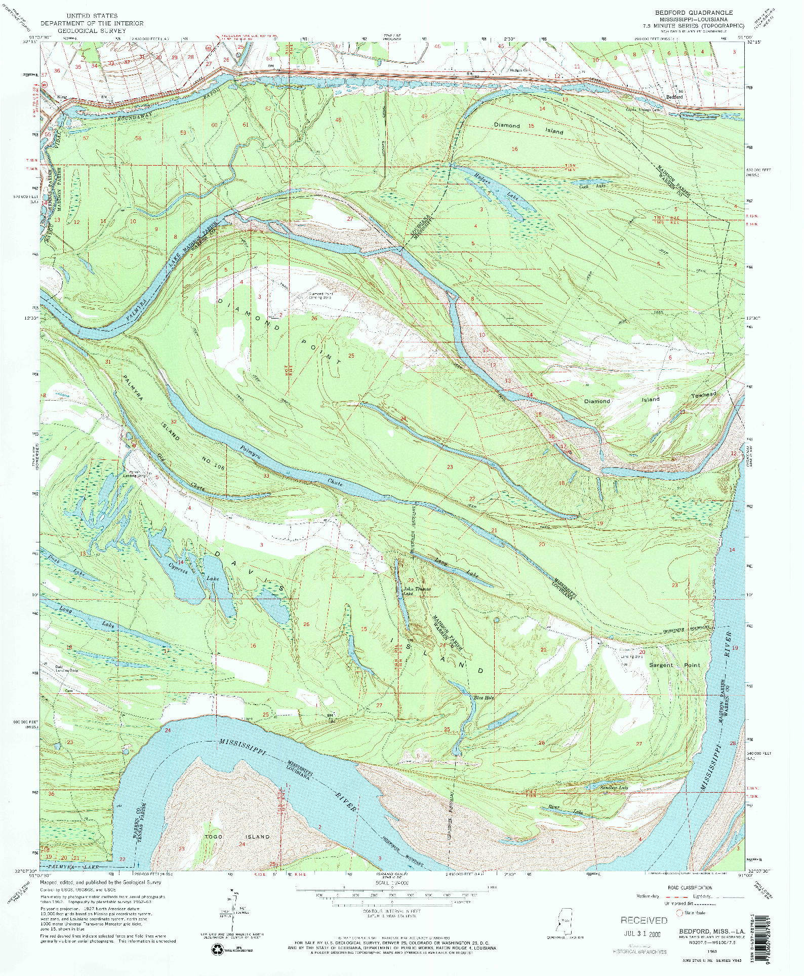 USGS 1:24000-SCALE QUADRANGLE FOR BEDFORD, MS 1963