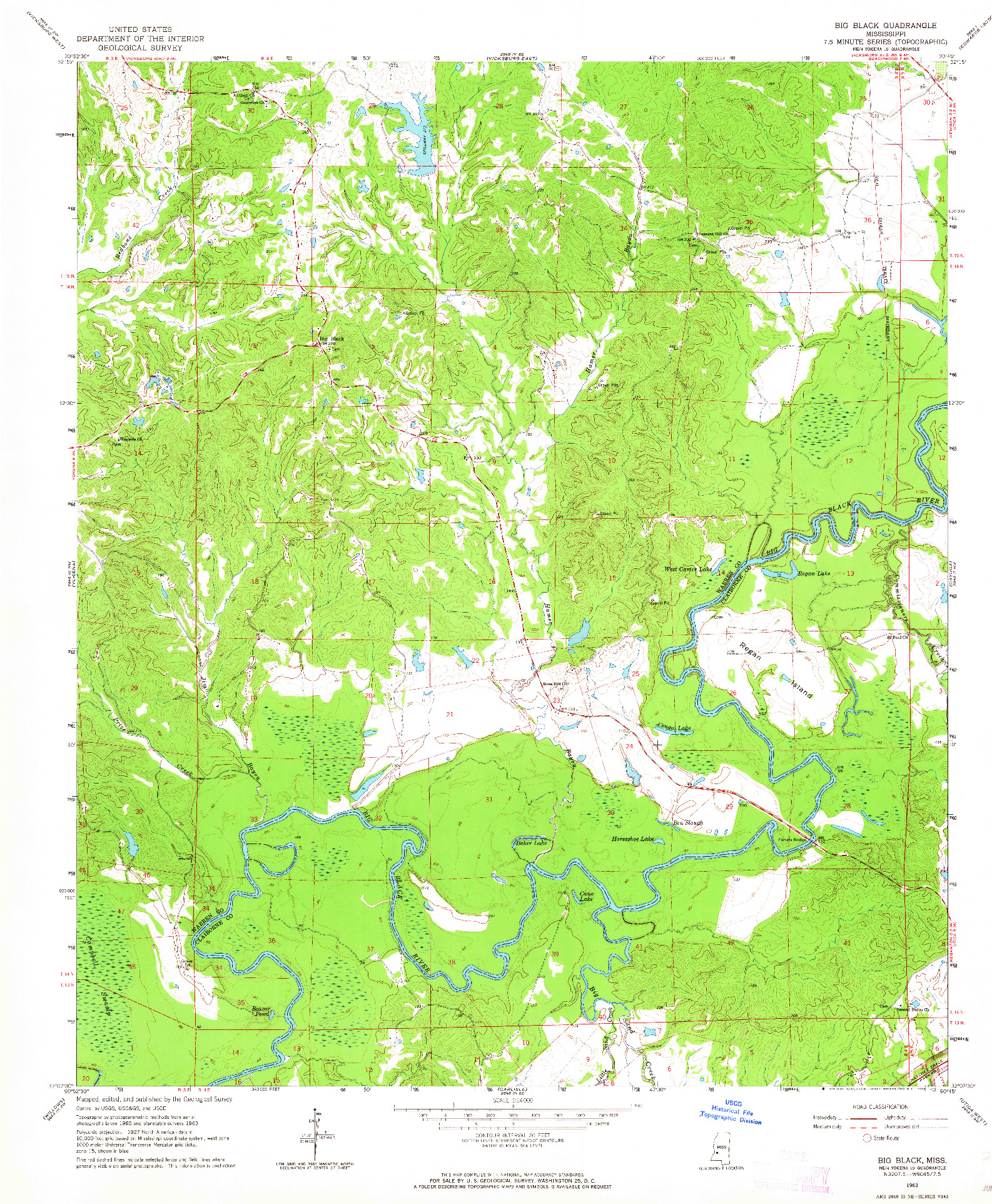 USGS 1:24000-SCALE QUADRANGLE FOR BIG BLACK, MS 1963