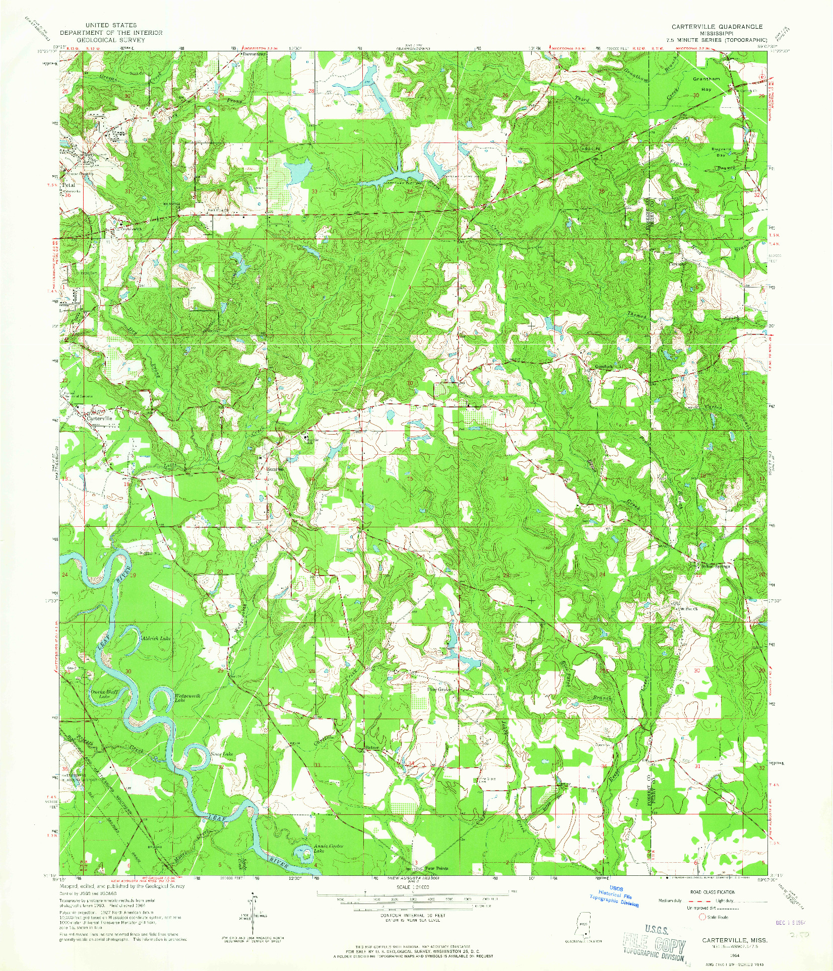 USGS 1:24000-SCALE QUADRANGLE FOR CARTERVILLE, MS 1964