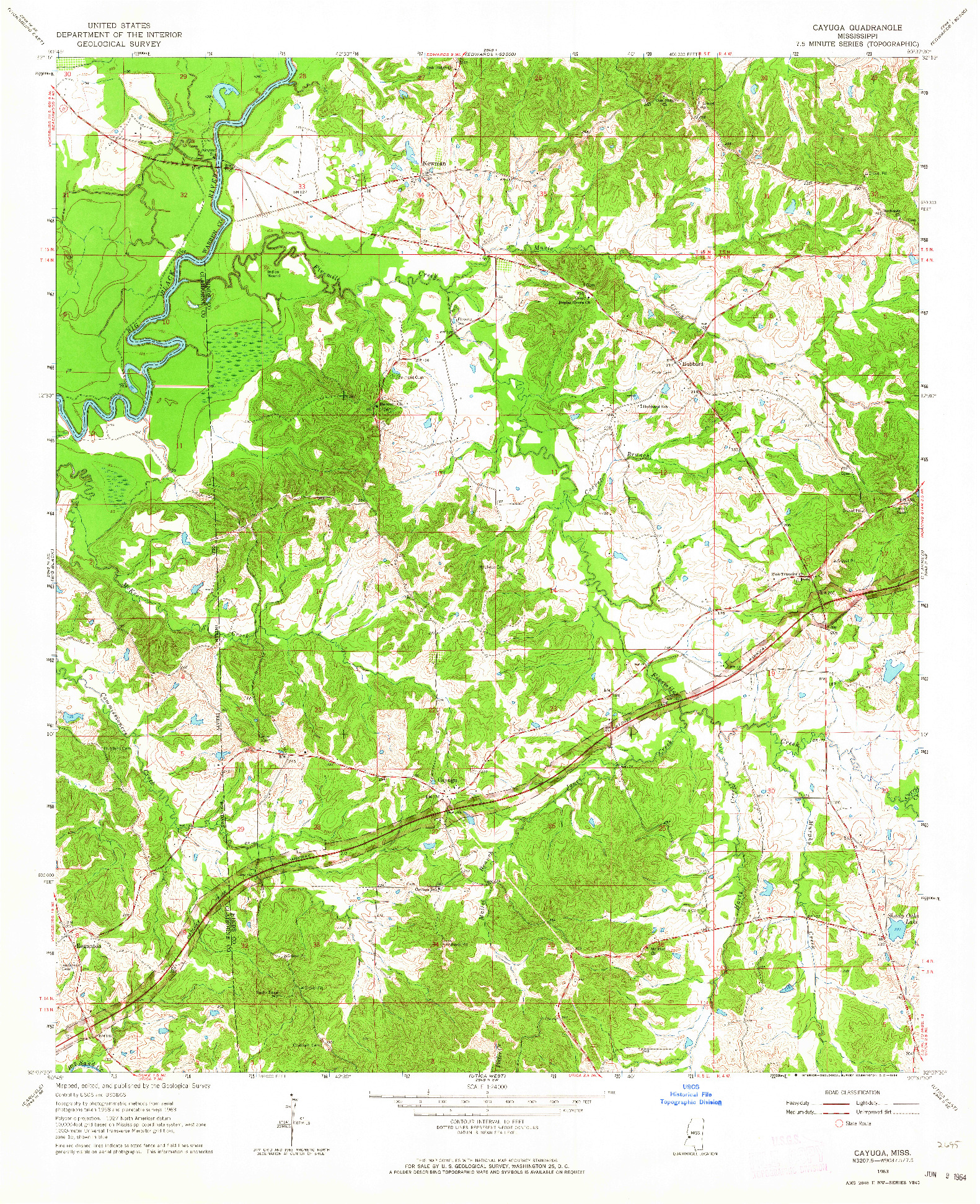 USGS 1:24000-SCALE QUADRANGLE FOR CAYUGA, MS 1963