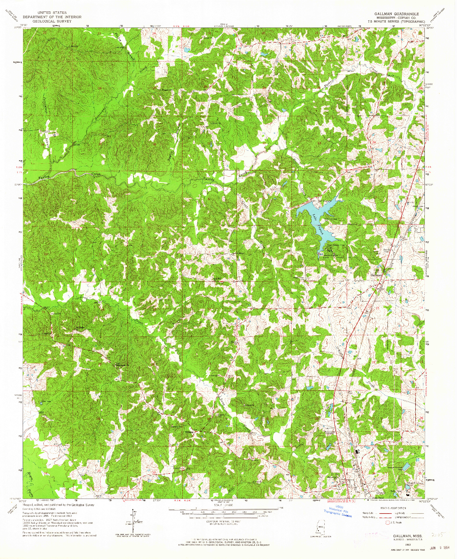 USGS 1:24000-SCALE QUADRANGLE FOR GALLMAN, MS 1963