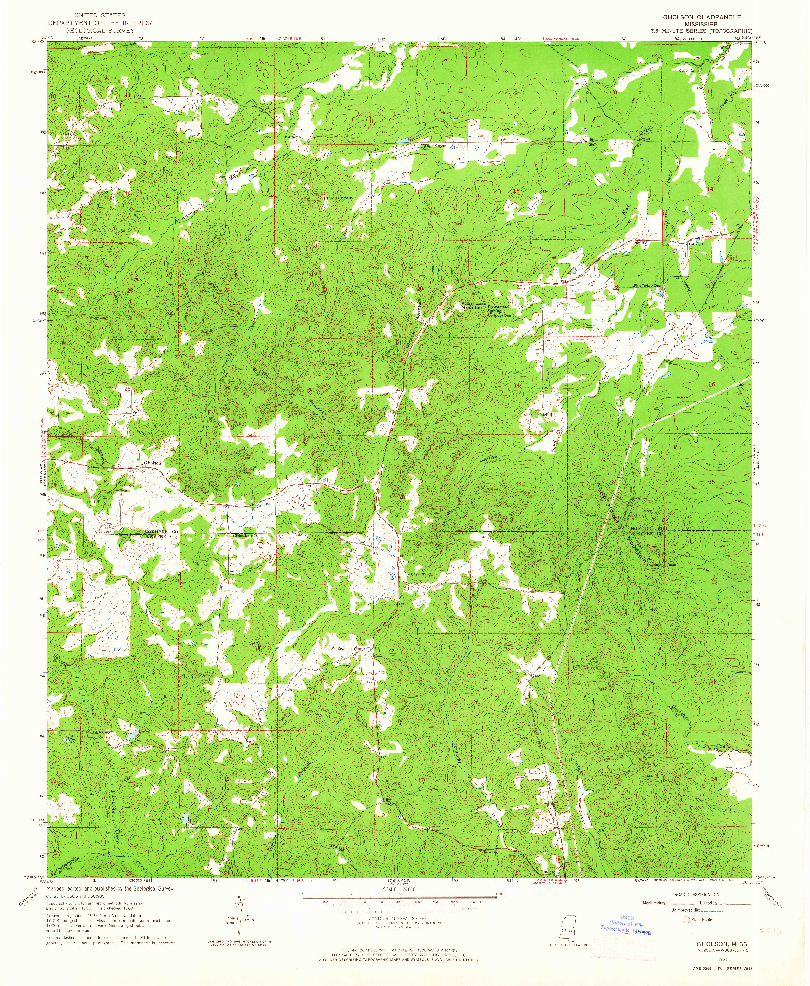 USGS 1:24000-SCALE QUADRANGLE FOR GHOLSON, MS 1963