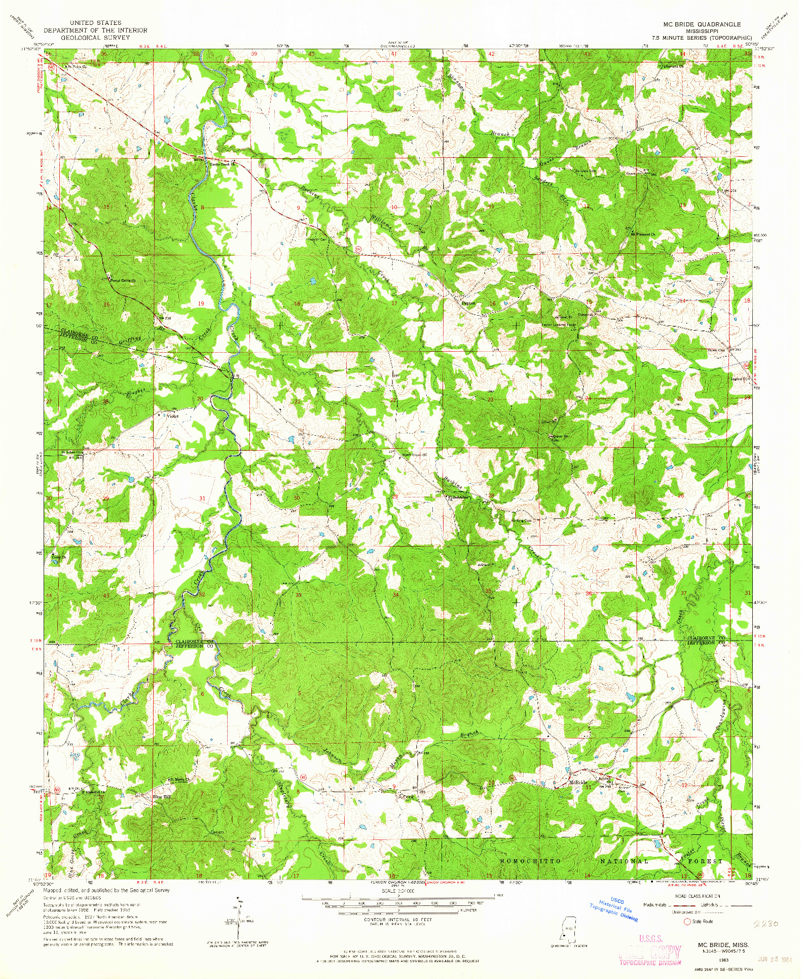 USGS 1:24000-SCALE QUADRANGLE FOR MCBRIDE, MS 1963