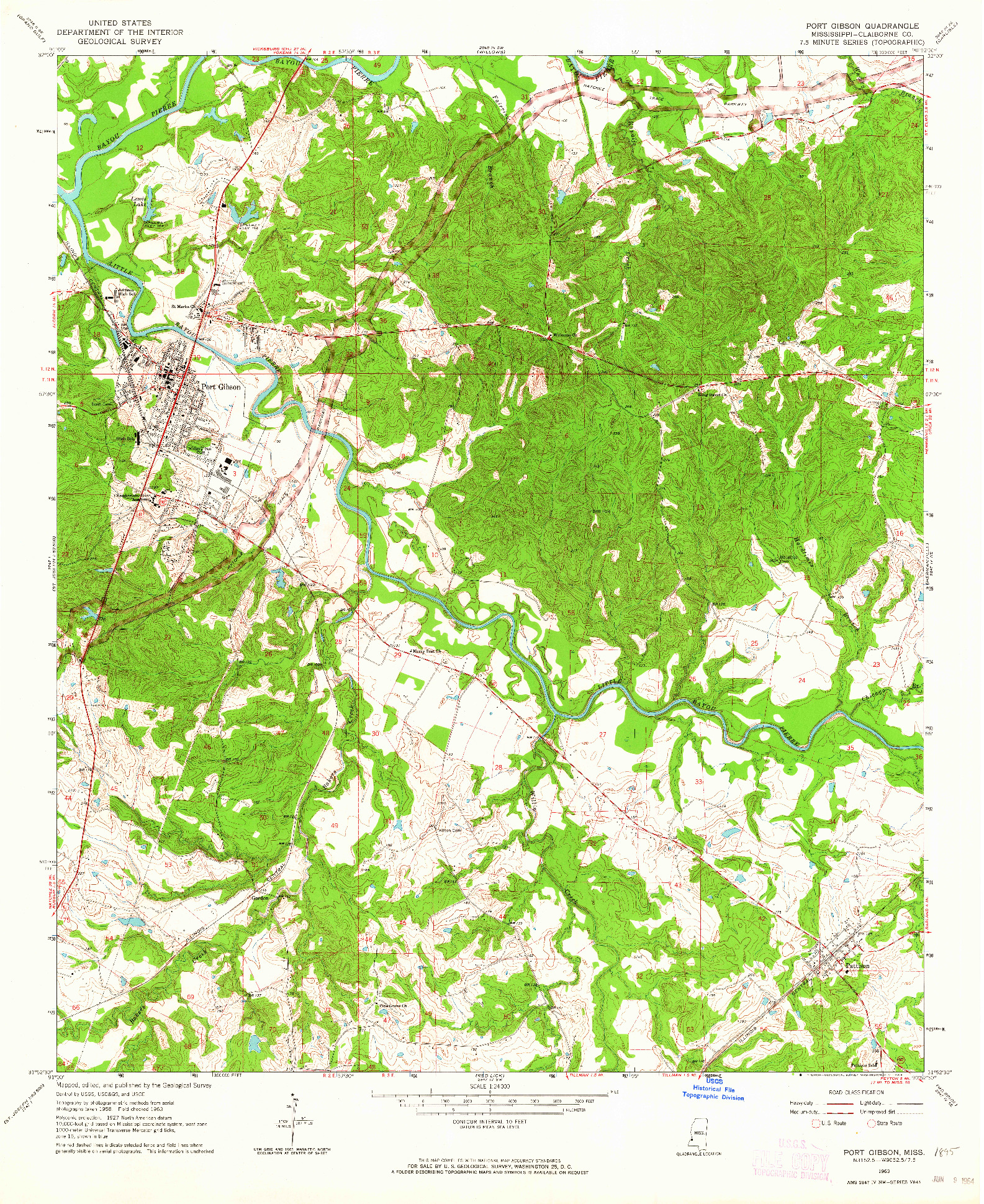 USGS 1:24000-SCALE QUADRANGLE FOR PORT GIBSON, MS 1963