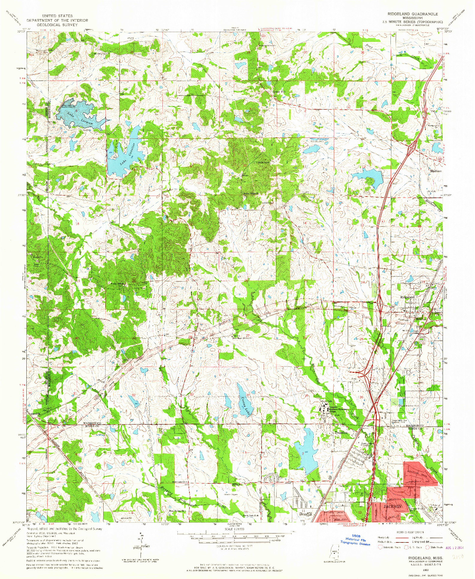 USGS 1:24000-SCALE QUADRANGLE FOR RIDGELAND, MS 1963