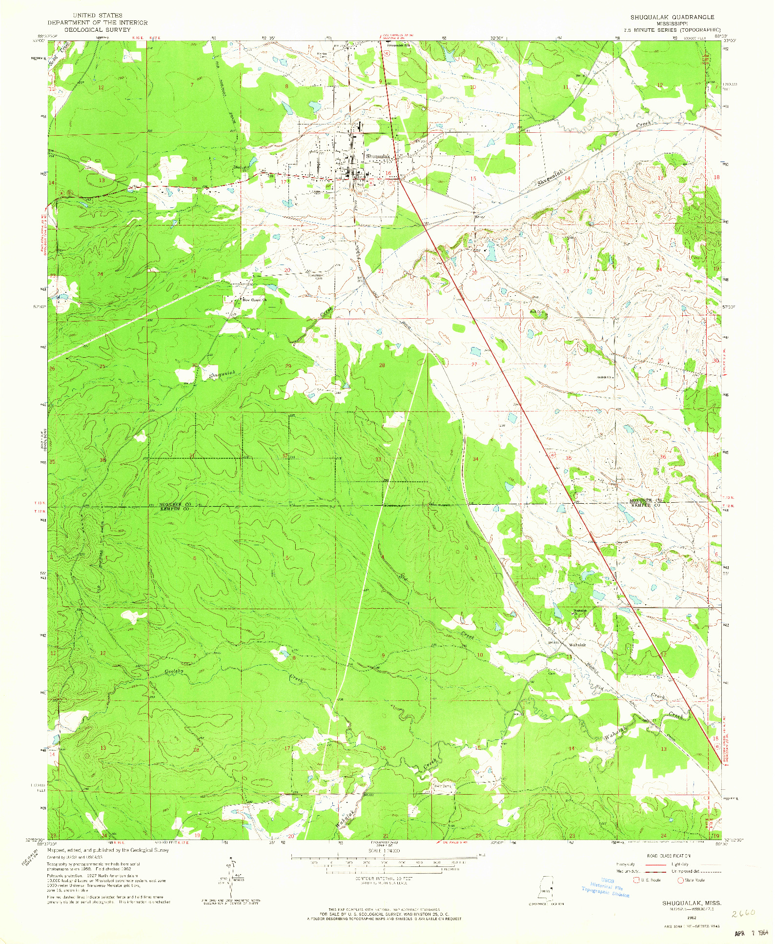 USGS 1:24000-SCALE QUADRANGLE FOR SHUQUALAK, MS 1962