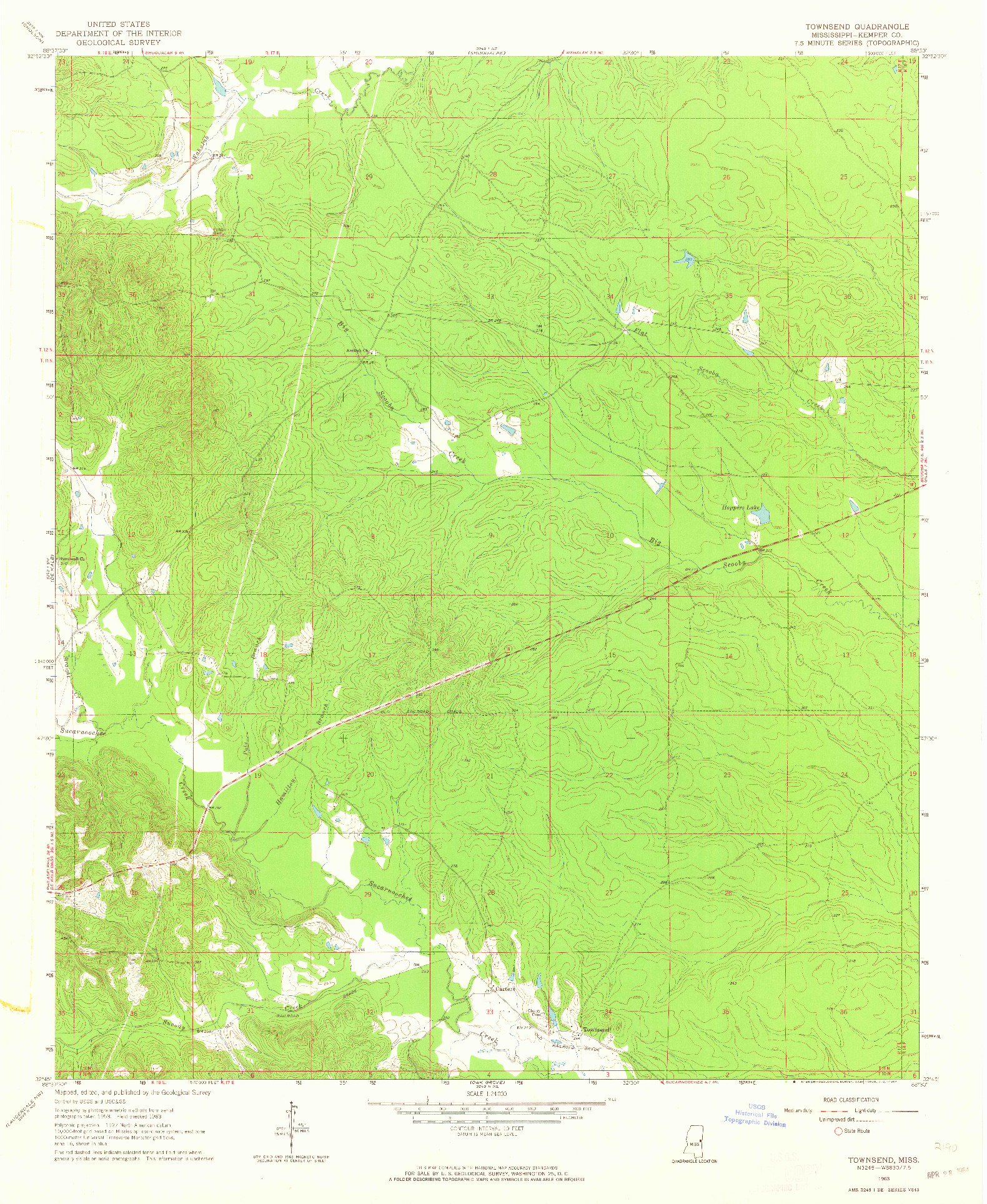 USGS 1:24000-SCALE QUADRANGLE FOR TOWNSEND, MS 1963