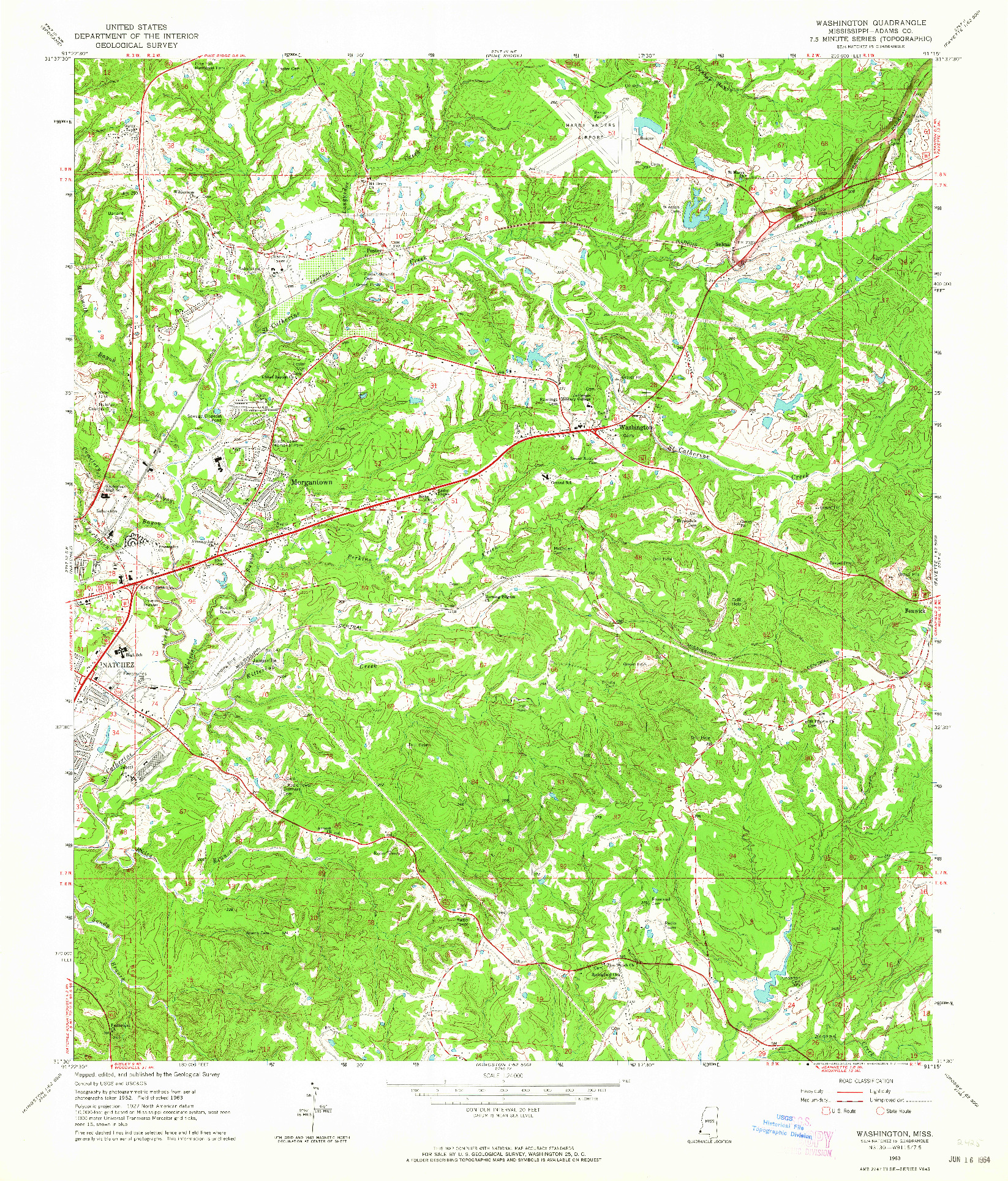 USGS 1:24000-SCALE QUADRANGLE FOR WASHINGTON, MS 1963