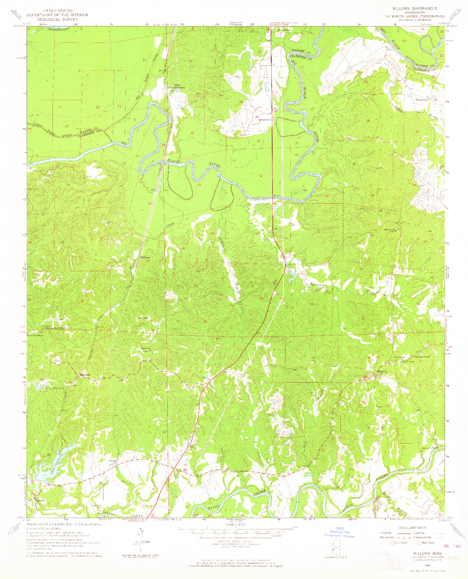 USGS 1:24000-SCALE QUADRANGLE FOR WILLOWS, MS 1963