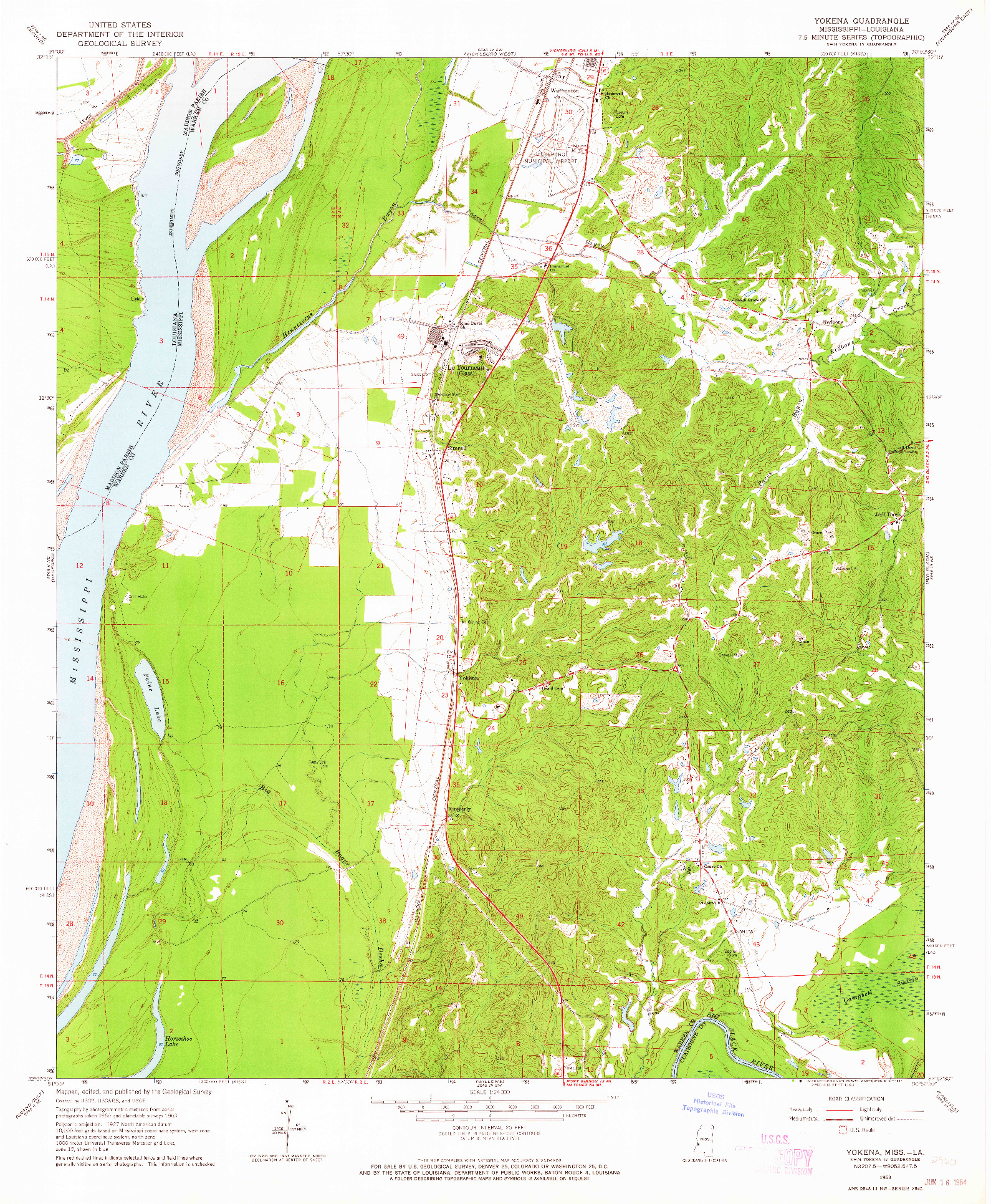 USGS 1:24000-SCALE QUADRANGLE FOR YOKENA, MS 1963