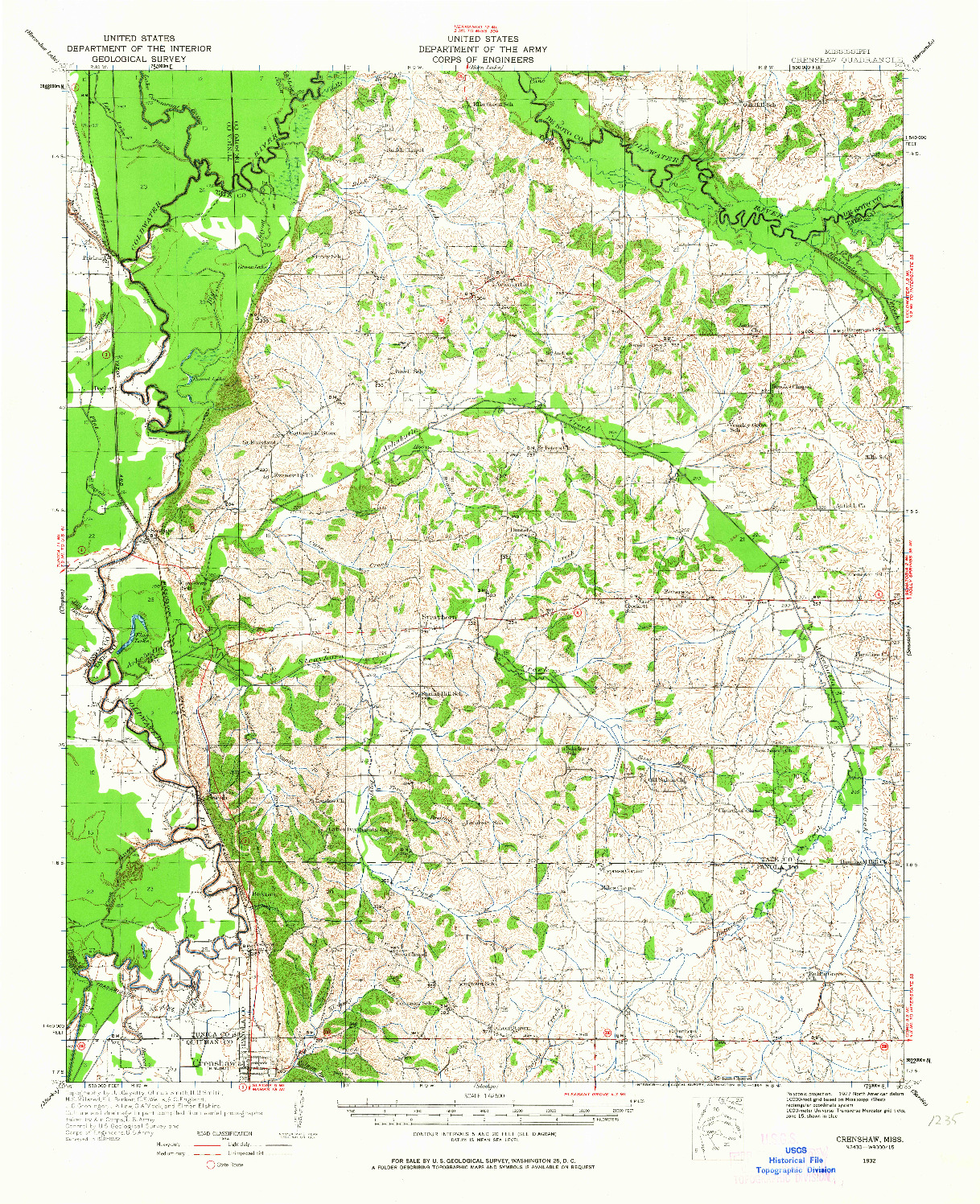 USGS 1:62500-SCALE QUADRANGLE FOR CRENSHAW, MS 1932