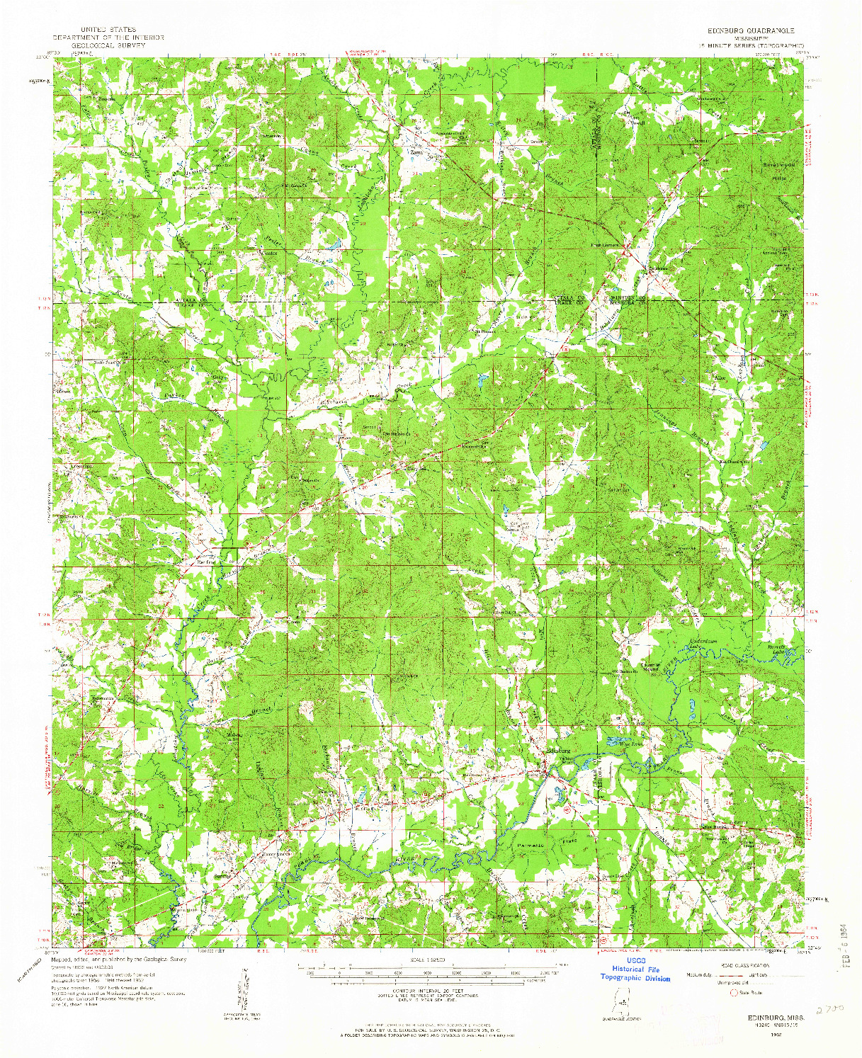 USGS 1:62500-SCALE QUADRANGLE FOR EDINBURG, MS 1962