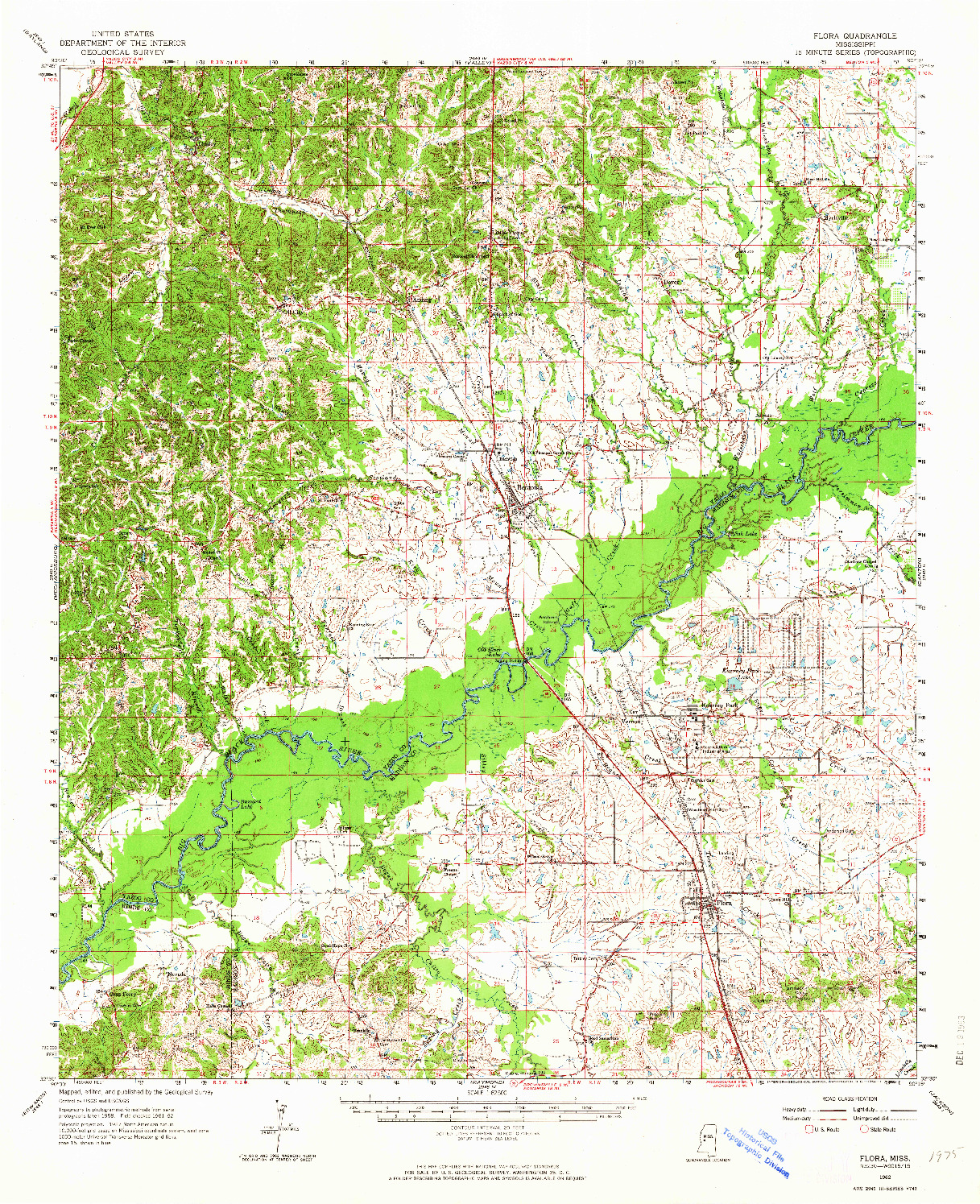 USGS 1:62500-SCALE QUADRANGLE FOR FLORA, MS 1962