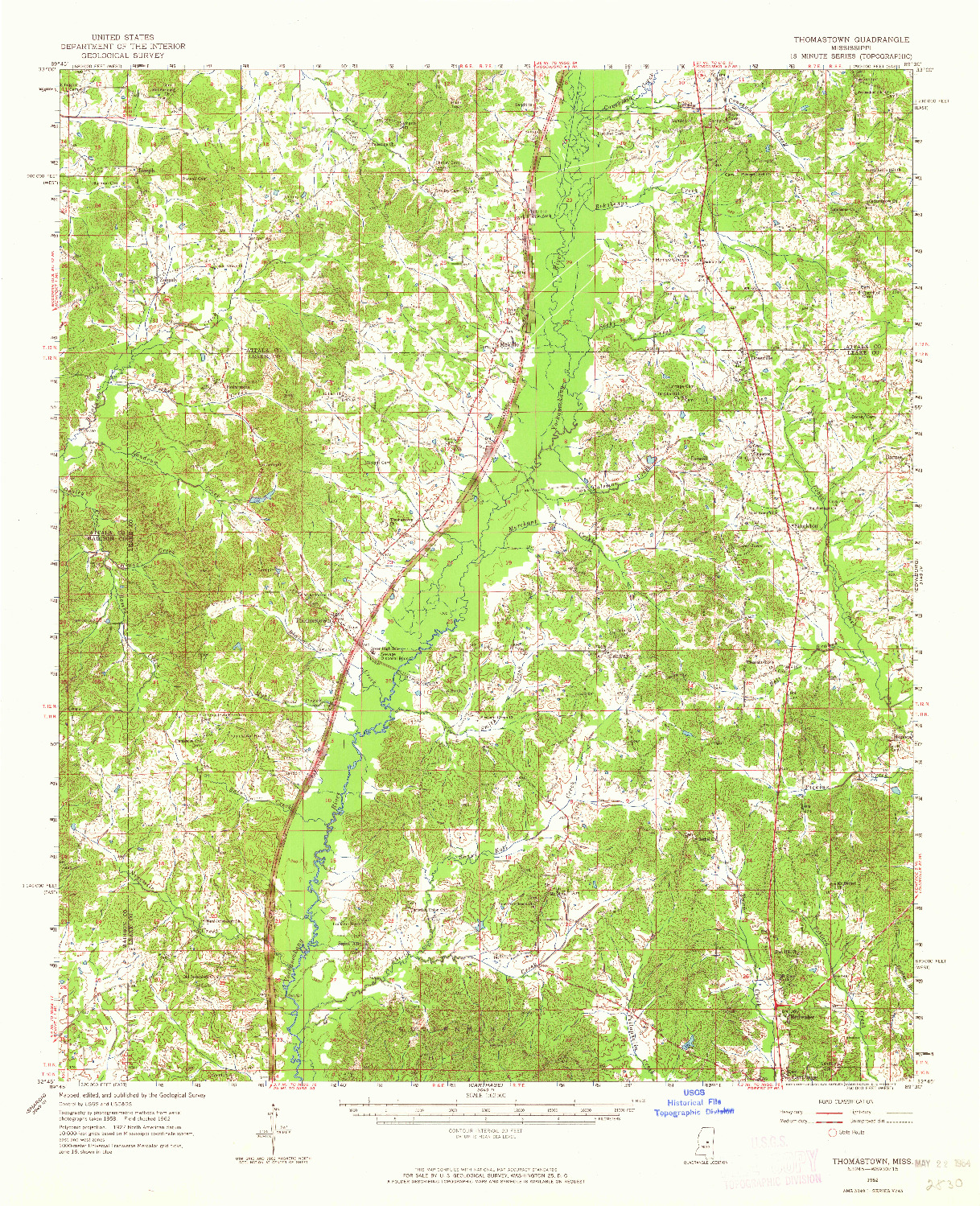 USGS 1:62500-SCALE QUADRANGLE FOR THOMASTOWN, MS 1962
