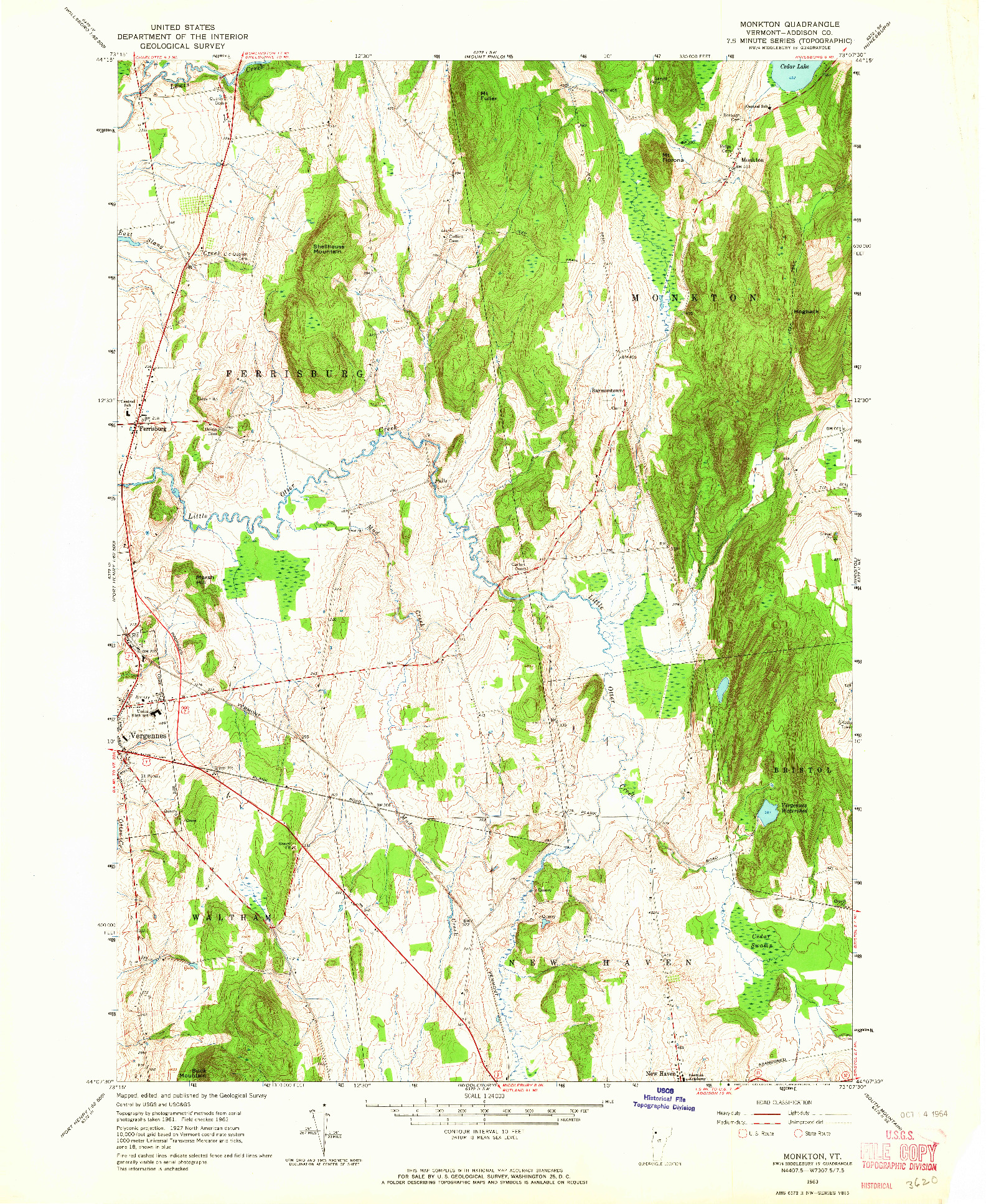 USGS 1:24000-SCALE QUADRANGLE FOR MONKTON, VT 1963