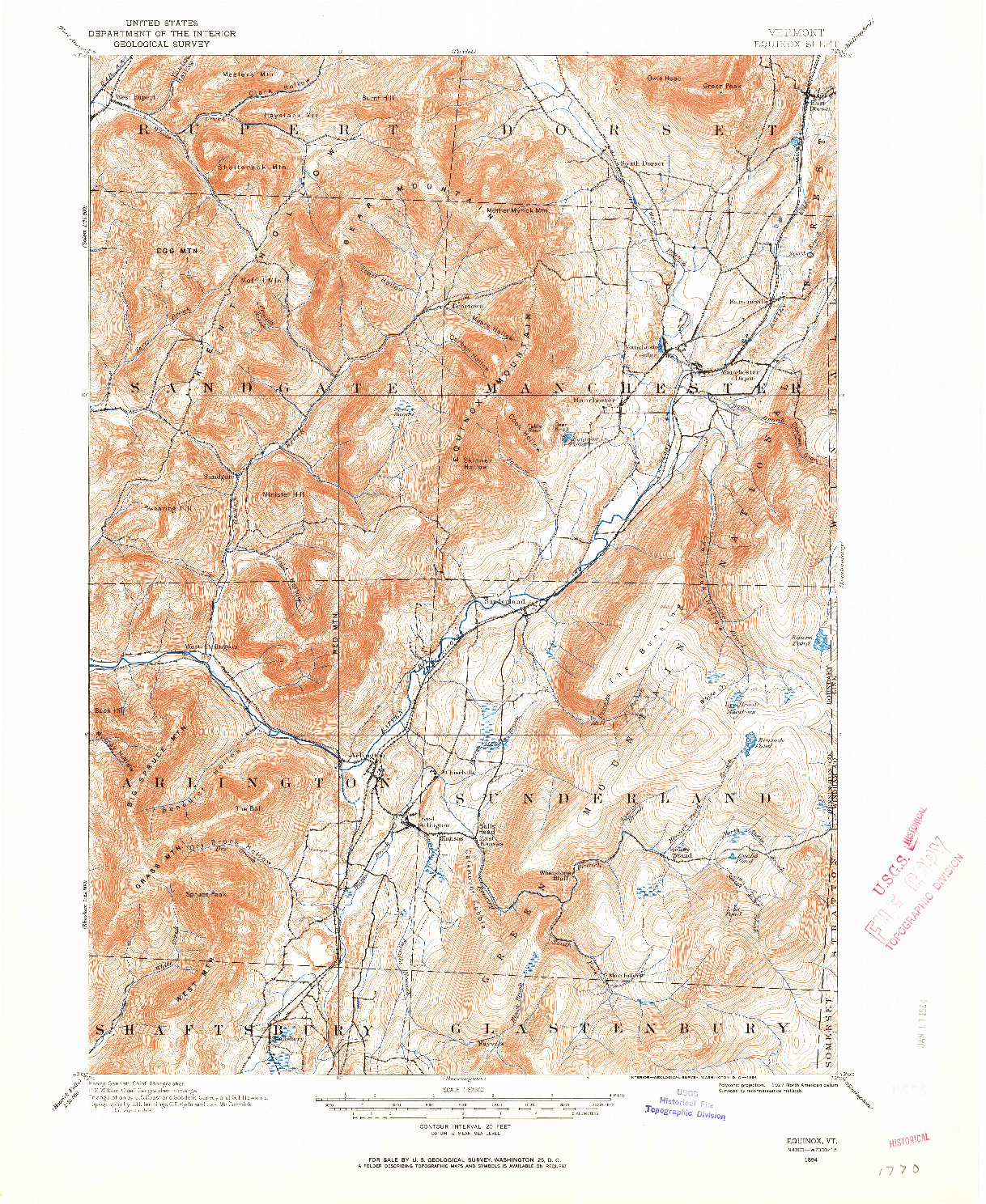 USGS 1:62500-SCALE QUADRANGLE FOR EQUINOX, VT 1894