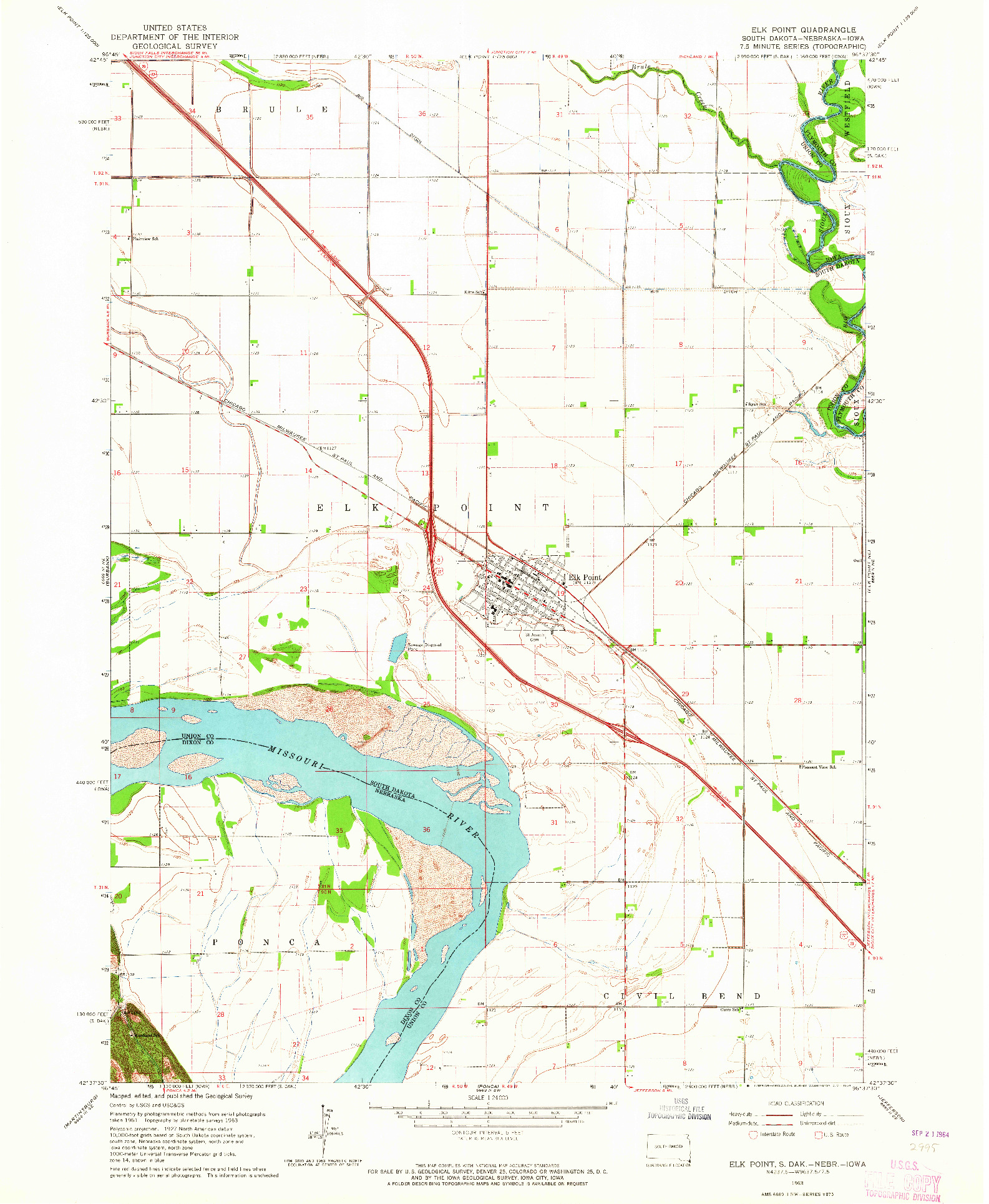 USGS 1:24000-SCALE QUADRANGLE FOR ELK POINT, SD 1963
