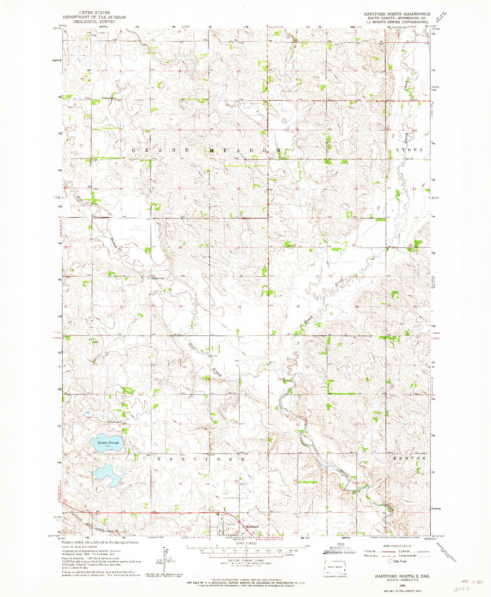 USGS 1:24000-SCALE QUADRANGLE FOR HARTFORD NORTH, SD 1962