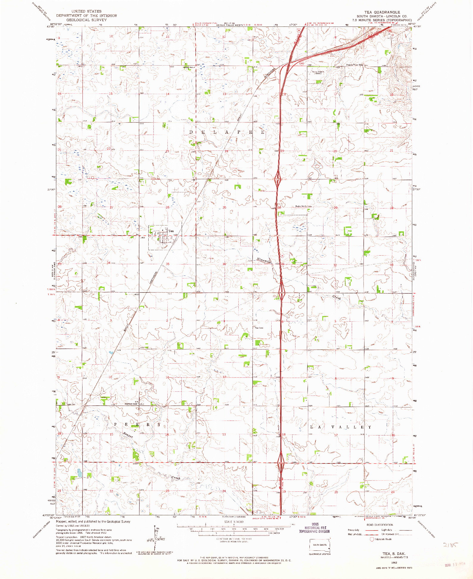 USGS 1:24000-SCALE QUADRANGLE FOR TEA, SD 1962