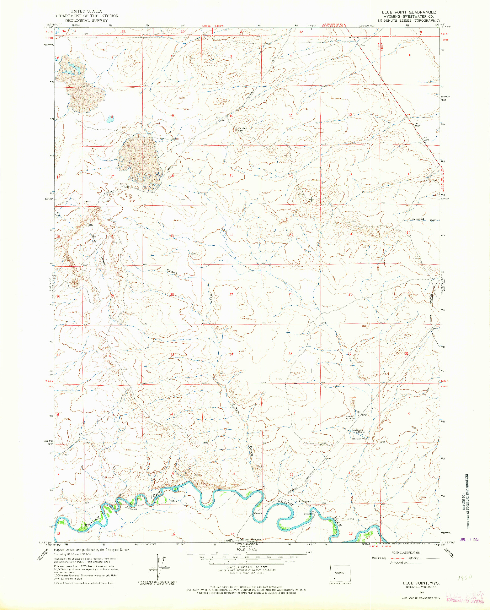 USGS 1:24000-SCALE QUADRANGLE FOR BLUE POINT, WY 1961