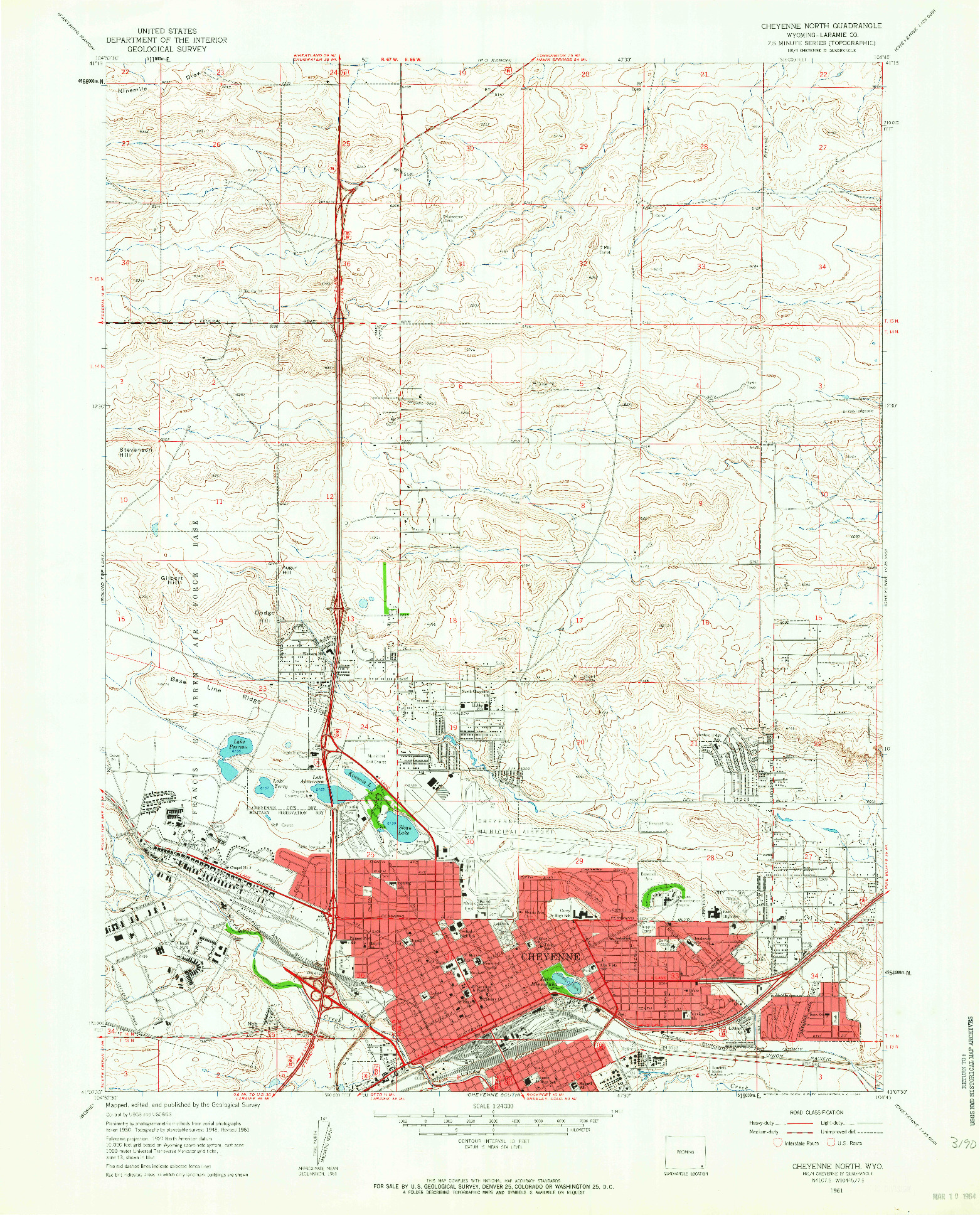 USGS 1:24000-SCALE QUADRANGLE FOR CHEYENNE NORTH, WY 1961