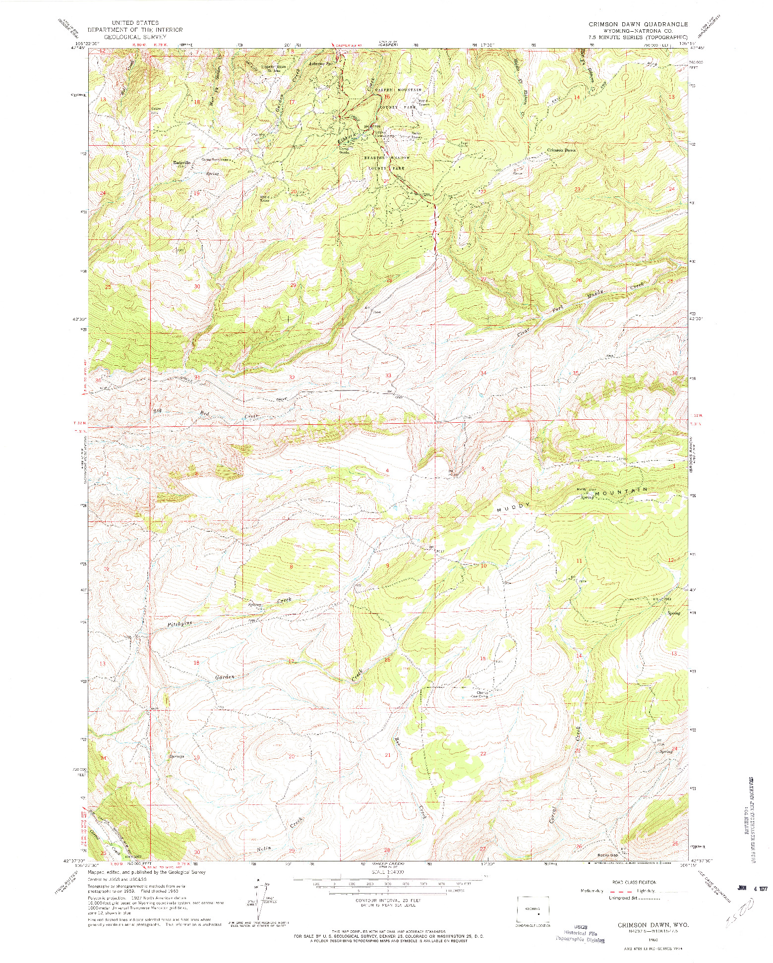 USGS 1:24000-SCALE QUADRANGLE FOR CRIMSON DAWN, WY 1960