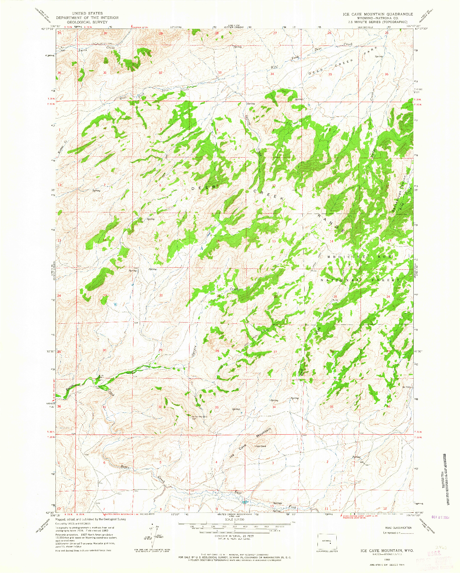 USGS 1:24000-SCALE QUADRANGLE FOR ICE CAVE MOUNTAIN, WY 1960