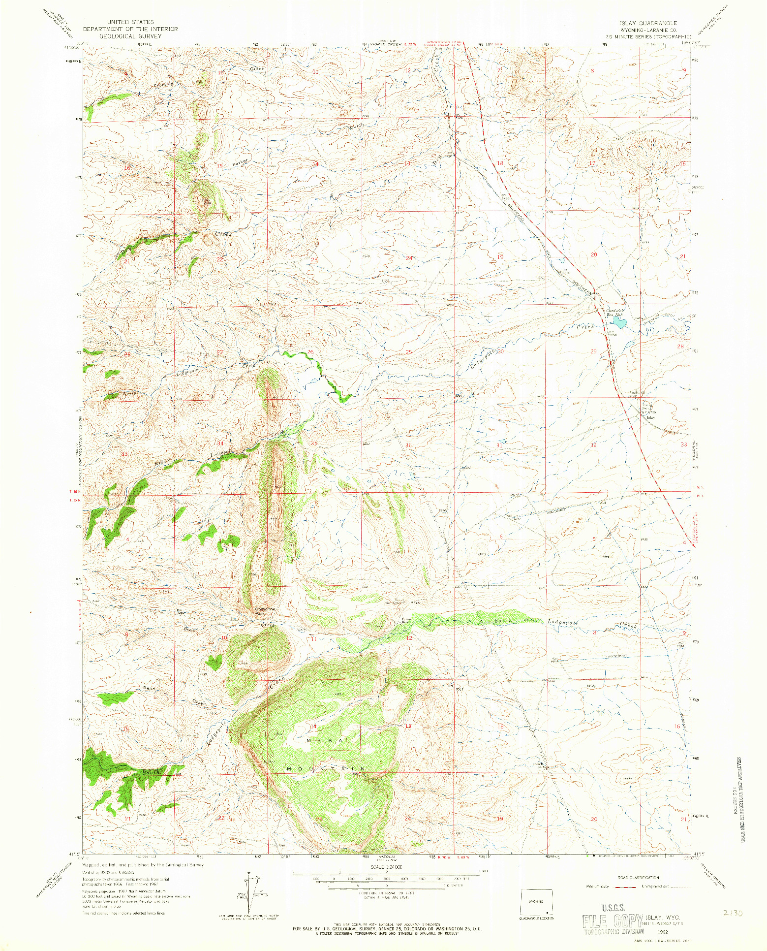 USGS 1:24000-SCALE QUADRANGLE FOR ISLAY, WY 1962