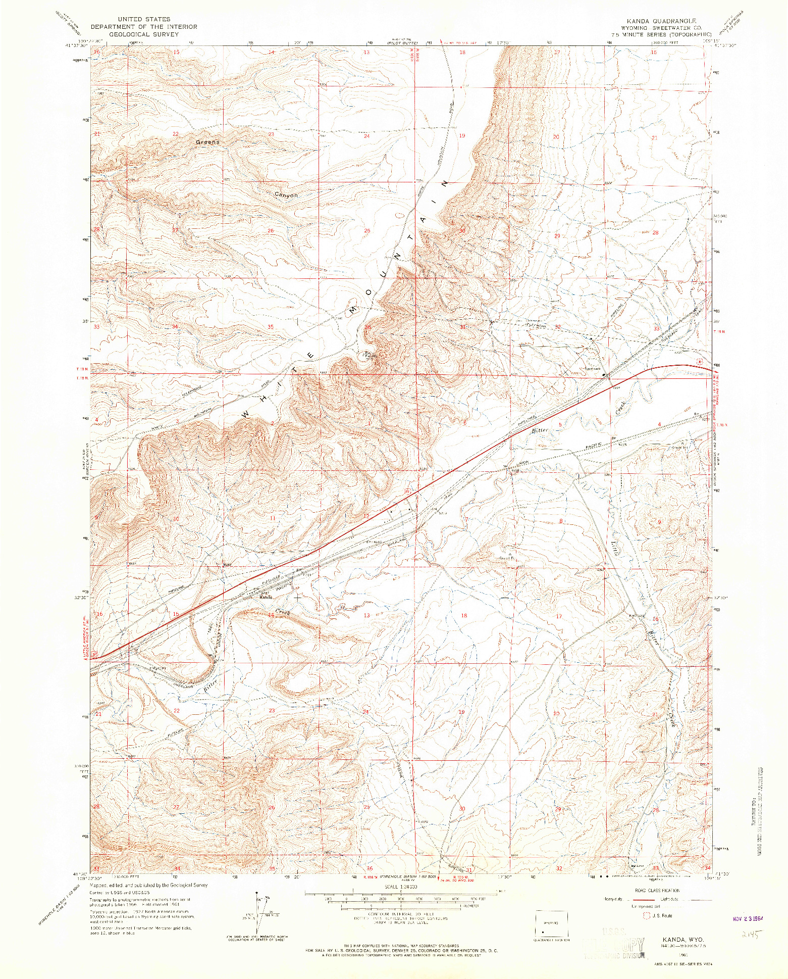 USGS 1:24000-SCALE QUADRANGLE FOR KANDA, WY 1961