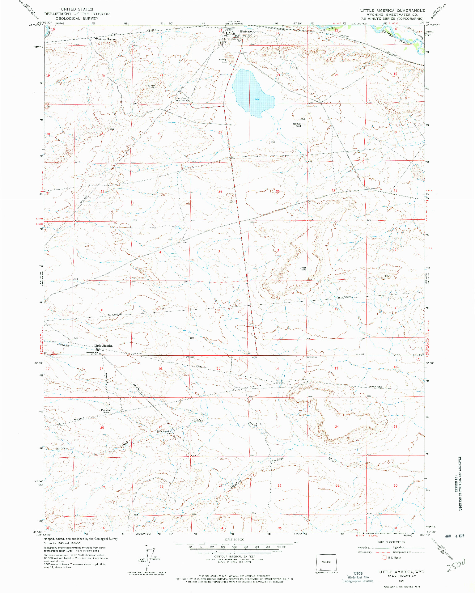 USGS 1:24000-SCALE QUADRANGLE FOR LITTLE AMERICA, WY 1961